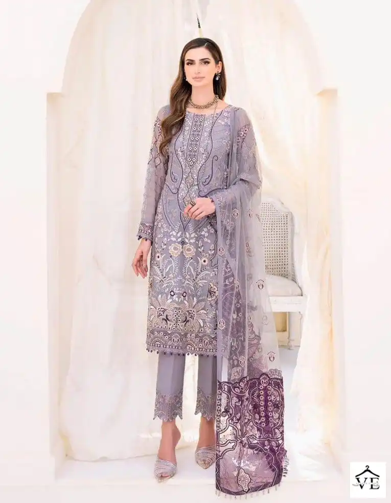 Vardan Ethnic Ramsha Chiffon Collection Vol 23 Embroidered Chiffon Wholesale Original Pakistani Salwar Suit Catalog — Wholesale Salwar Suits, MPA wholesale from Surat - Gallery Image 4