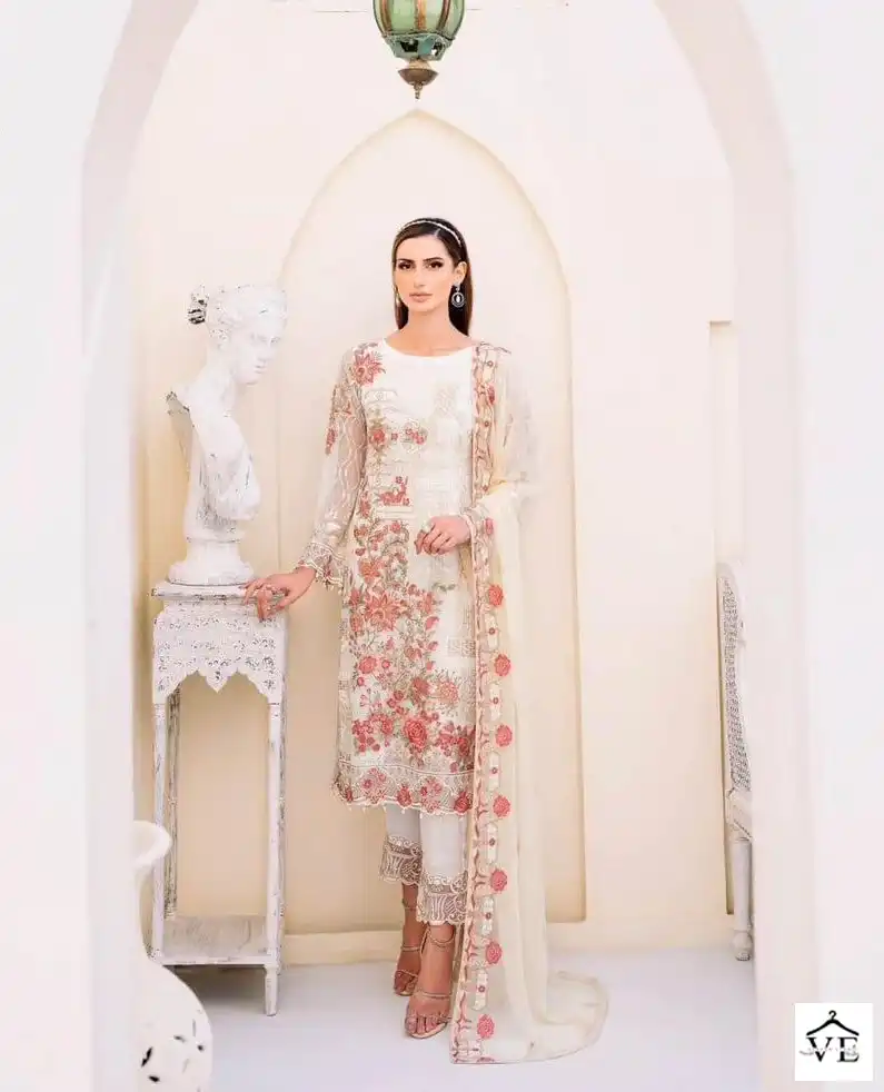 Vardan Ethnic Ramsha Chiffon Collection Vol 23 Embroidered Chiffon Wholesale Original Pakistani Salwar Suit Catalog — Wholesale Salwar Suits, MPA wholesale from Surat - Gallery Image 5