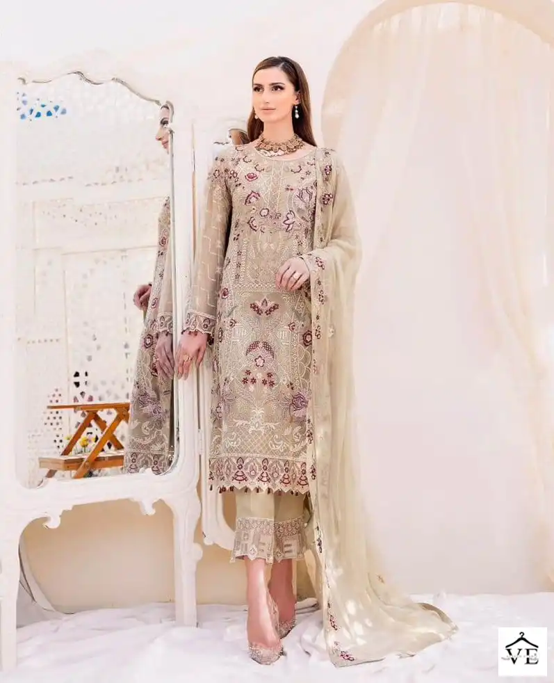 Vardan Ethnic Ramsha Chiffon Collection Vol 23 Embroidered Chiffon Wholesale Original Pakistani Salwar Suit Catalog — Wholesale Salwar Suits, MPA wholesale from Surat - Gallery Image 6