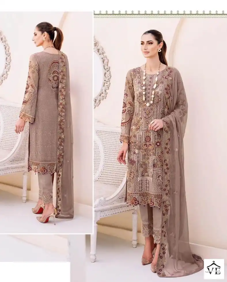 Vardan Ethnic Ramsha Chiffon Collection Vol 23 Embroidered Chiffon Wholesale Original Pakistani Salwar Suit Catalog — Wholesale Salwar Suits, MPA wholesale from Surat - Gallery Image 8
