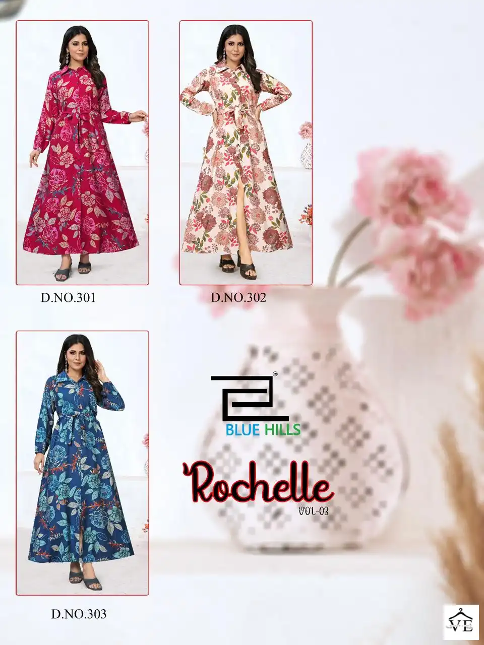 Blue Hills Rochelle Vol 3 Modal Chanderi Wholesale Fancy Long Gowns Catalog — Wholesale Kurtis, Blue Hills wholesale from Surat — view 4