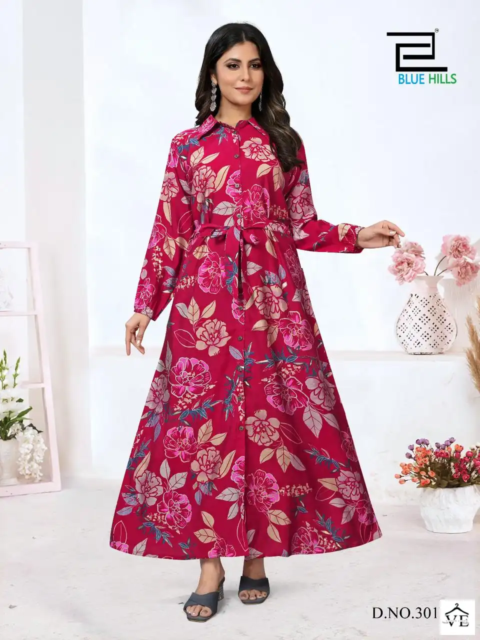 Blue Hills Rochelle Vol 3 Modal Chanderi Wholesale Fancy Long Gowns Catalog — Wholesale Kurtis, Blue Hills wholesale from Surat - Gallery Image 2