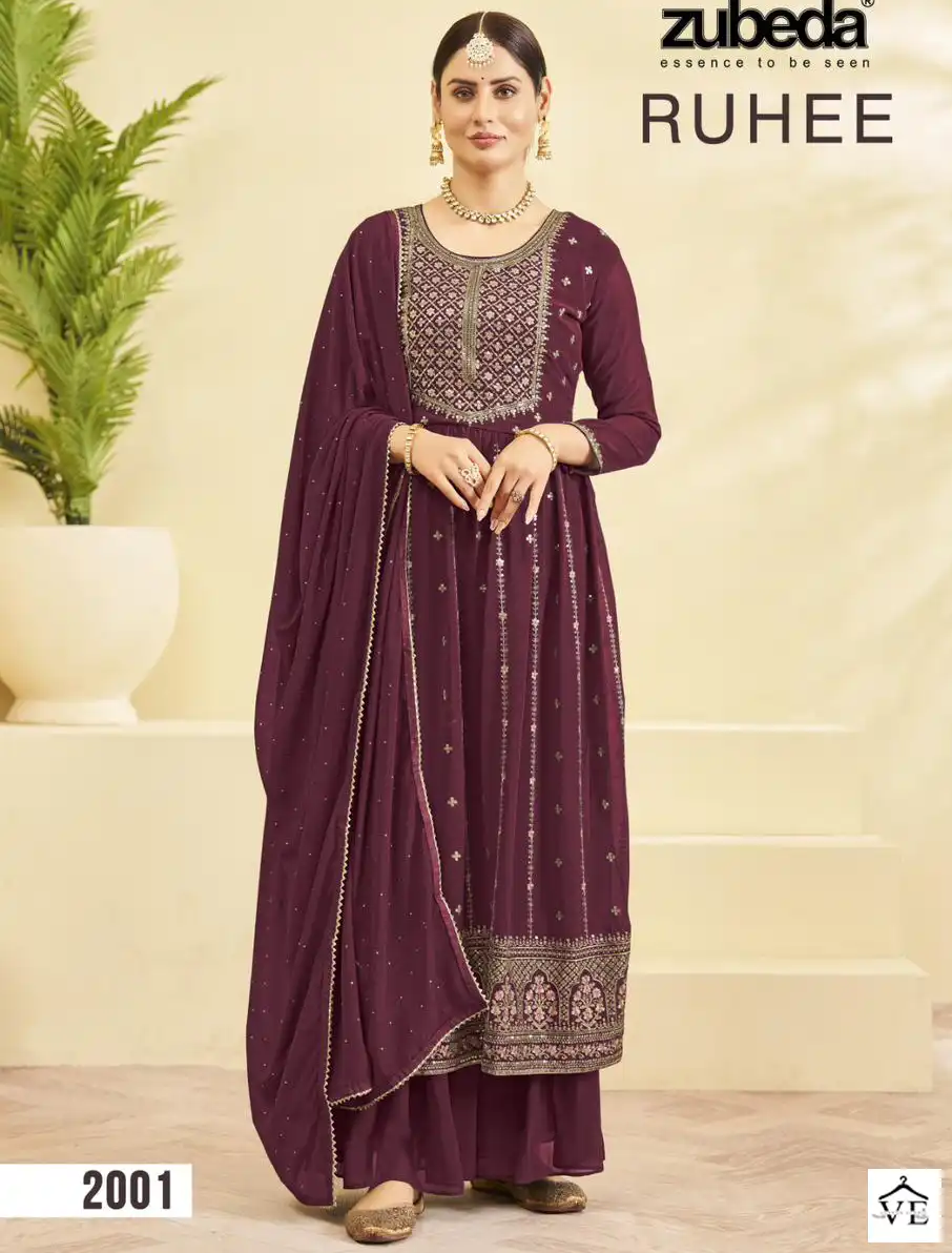 Zubeda Ruhee Real Georgette Wholesale Designer Readymade Salwar Suit Catalog — Wholesale Salwar Suits, MPA wholesale from Surat — view 1