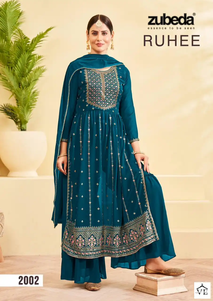 Zubeda Ruhee Real Georgette Wholesale Designer Readymade Salwar Suit Catalog — Wholesale Salwar Suits, MPA wholesale from Surat - Gallery Image 3