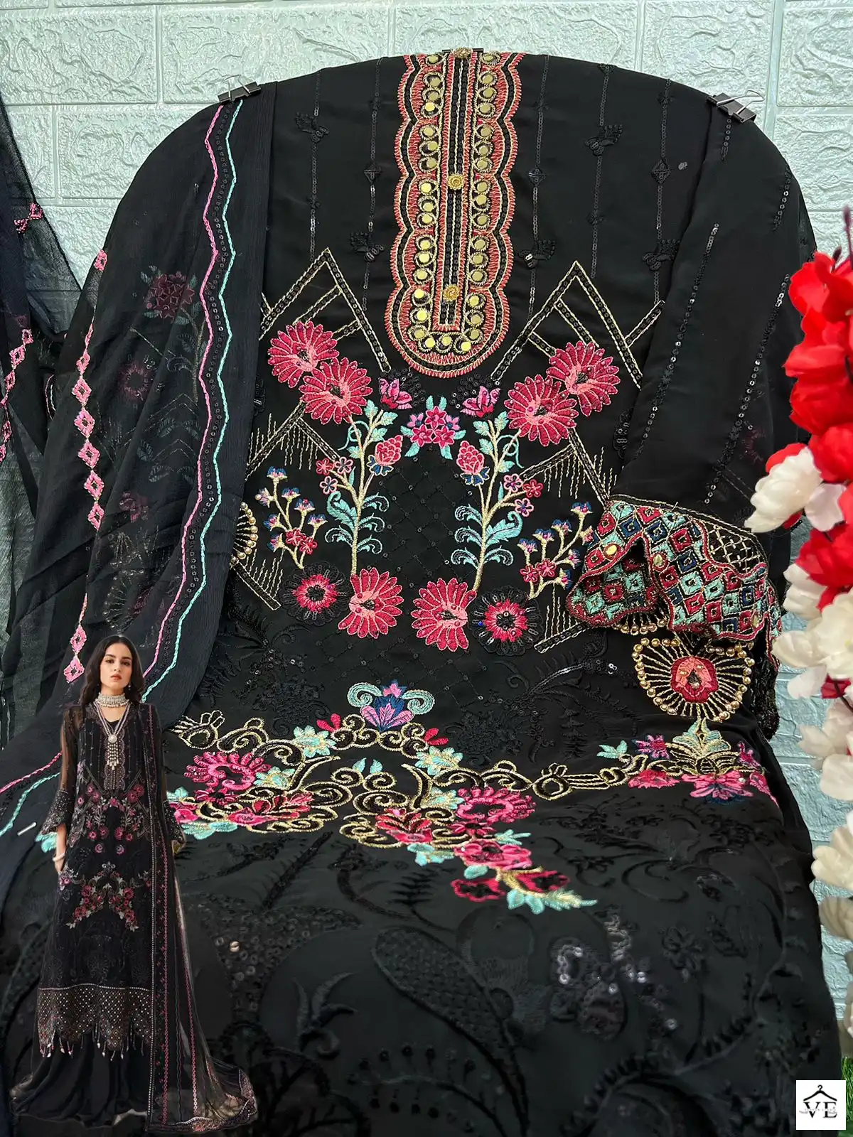 Serine S-155 Faux Georgette Wholesale Pakistani Suit — Wholesale Salwar Suits, MPA wholesale from Surat - Gallery Image 3