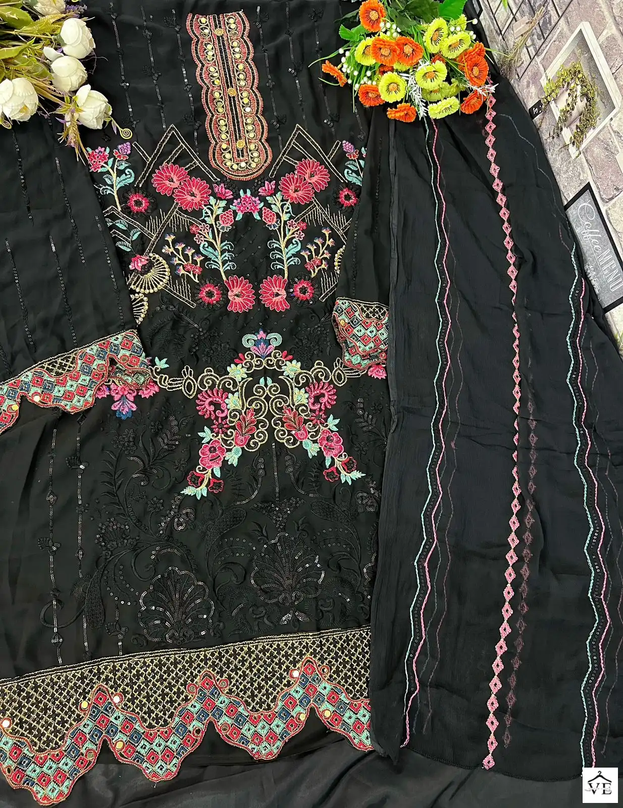 Serine S-155 Faux Georgette Wholesale Pakistani Suit — Wholesale Salwar Suits, MPA wholesale from Surat — view 4