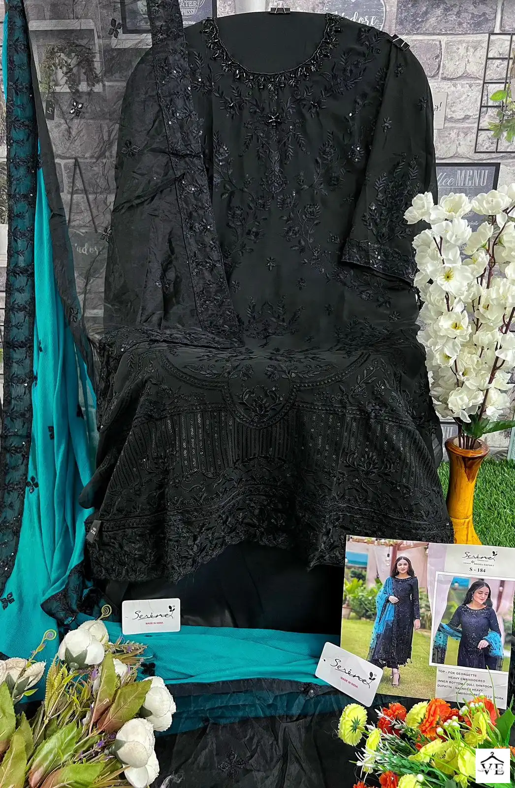 Serine S-184 Faux Georgette Wholesale Pakistani Suit — Wholesale Salwar Suits, MPA wholesale from Surat - Gallery Image 2