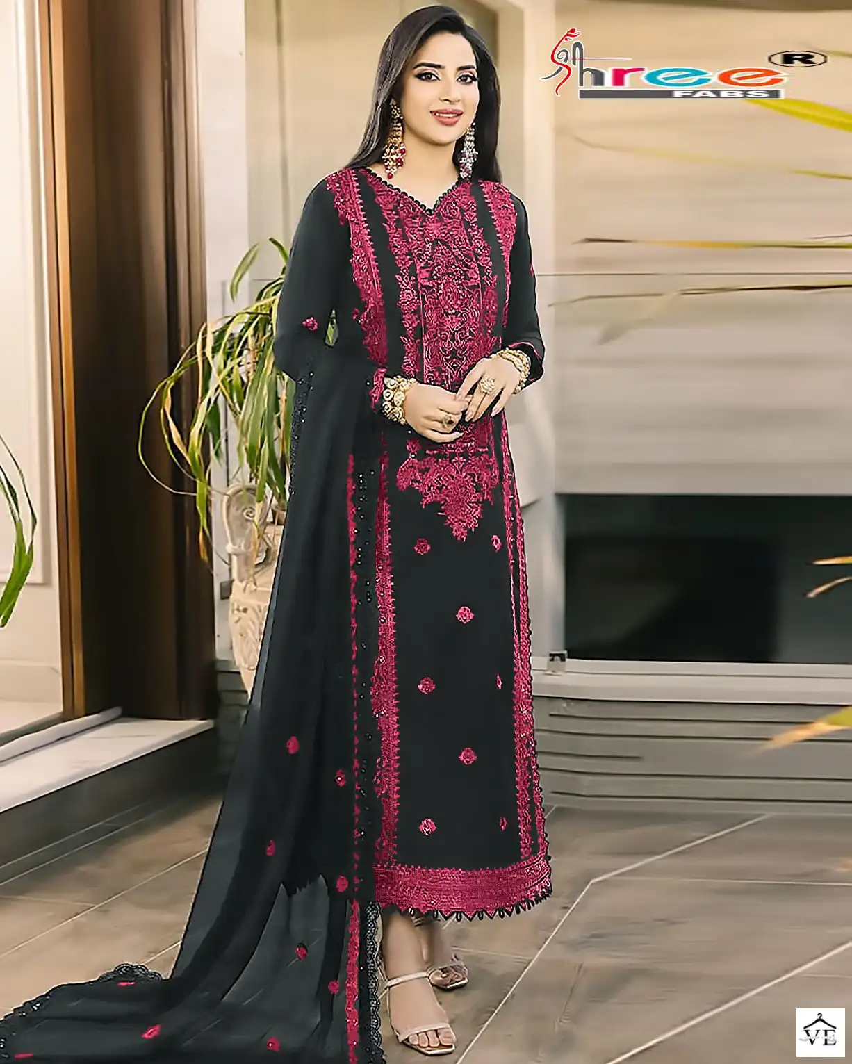 Shree Fabs S-836 Faux Georgette Wholesale Pakistani Suit — Wholesale Salwar Suits, Shree Fabs wholesale from Surat — view 1