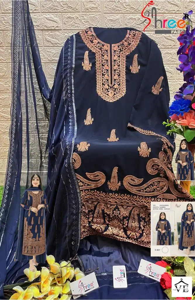 Shree Fabs S-837 Faux Georgette Wholesale Pakistani Suit — Wholesale Salwar Suits, Shree Fabs wholesale from Surat — view 3