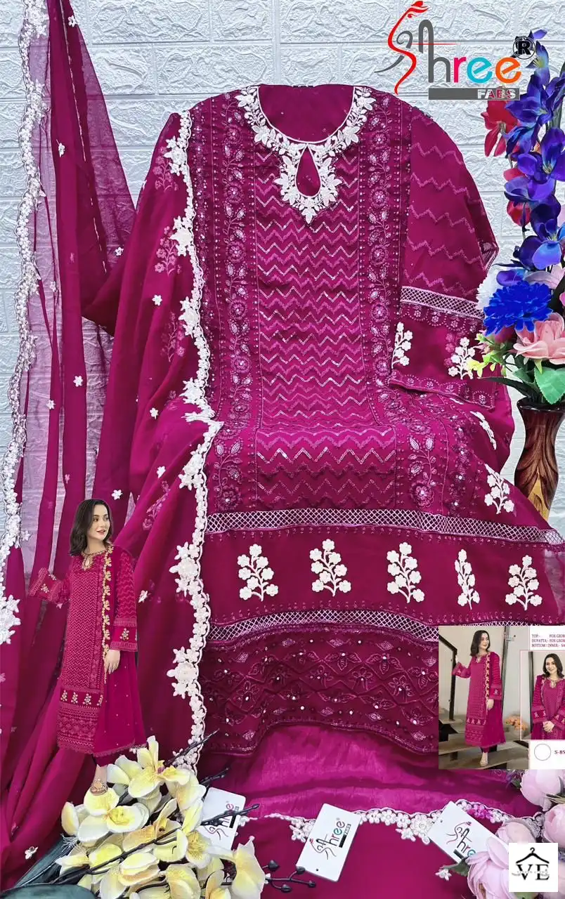 Shree Fabs S 852 Faux Georgette Wholesale Designer Pakistani Salwar Suit Catalog — Wholesale Salwar Suits, Shree Fabs wholesale from Surat - Gallery Image 7