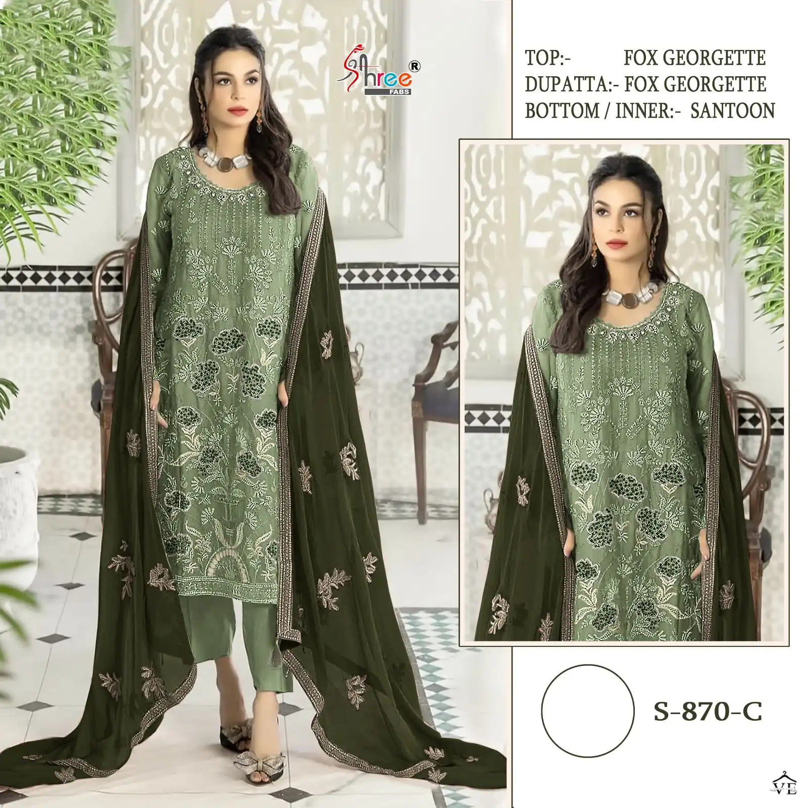 Shree Fabs S 870 Georgette Wholesale Designer Fancy Pakistani Salwar Suit Catalog — Wholesale Salwar Suits, Shree Fabs wholesale from Surat - Gallery Image 3
