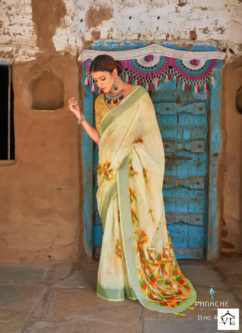 Bhumi Saanvi Vol 3 Linen Wholesale Fancy Sarees Catalog — Wholesale Sarees, MPA wholesale from Surat - Gallery Image 7