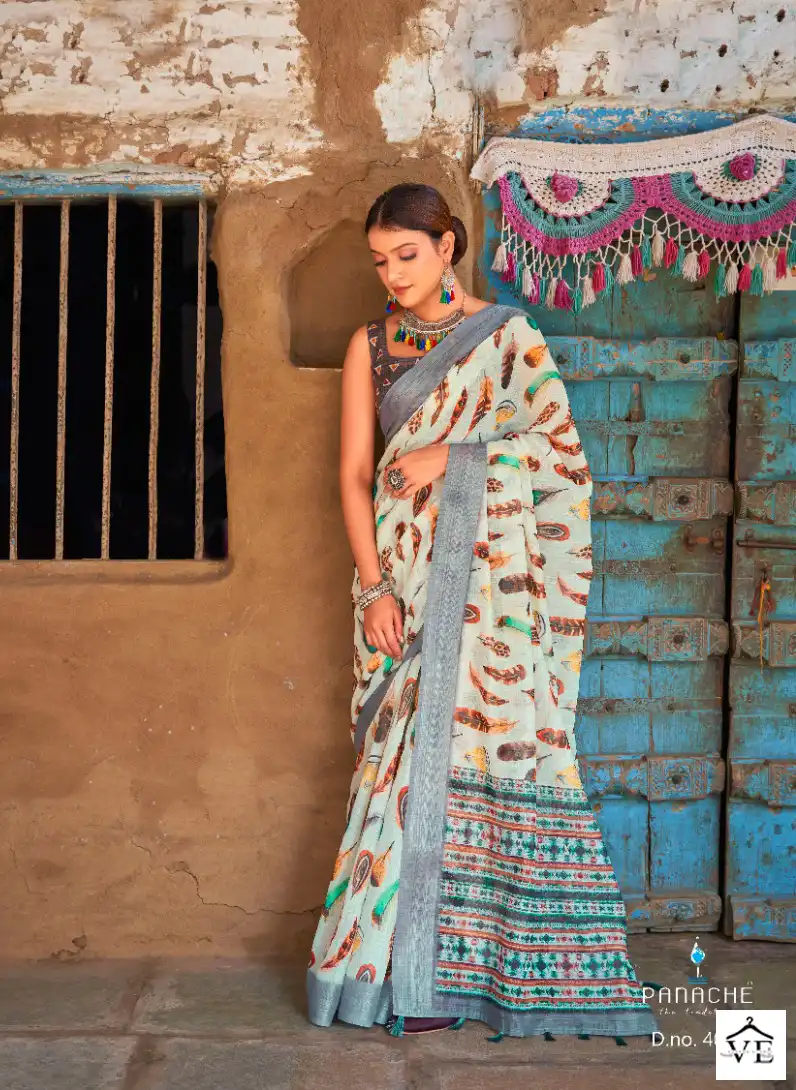 Bhumi Saanvi Vol 3 Linen Wholesale Fancy Sarees Catalog — Wholesale Sarees, MPA wholesale from Surat — view 9