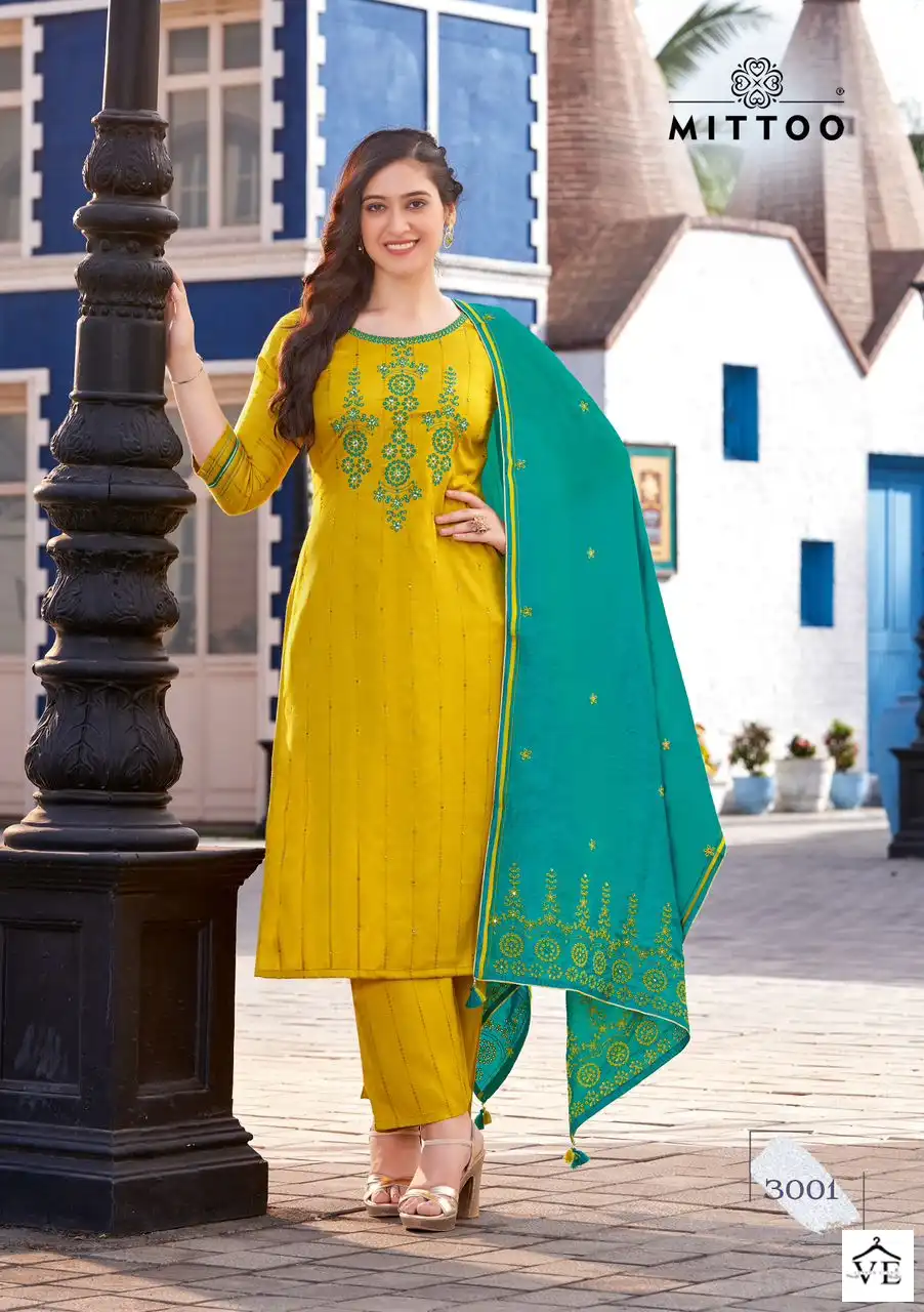 Mittoo Sajawat Rayon Weaving Wholesale Readymade Salwar Suit Catalog — Wholesale Salwar Suits, Mittoo wholesale from Surat - Gallery Image 2