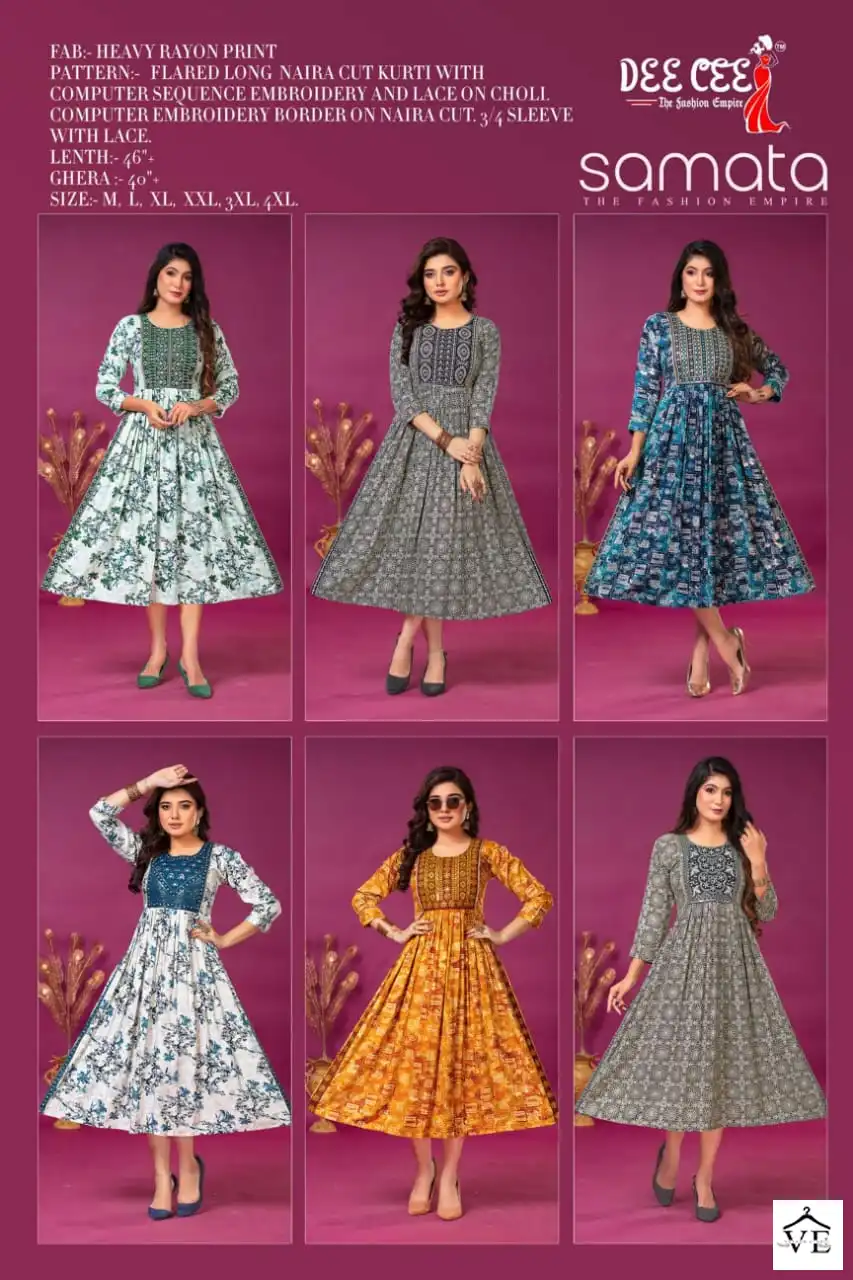 Deecee Samata Heavy Rayon Wholesale Long Kurtis Catalog — Wholesale Kurtis, MPA wholesale from Surat — view 8