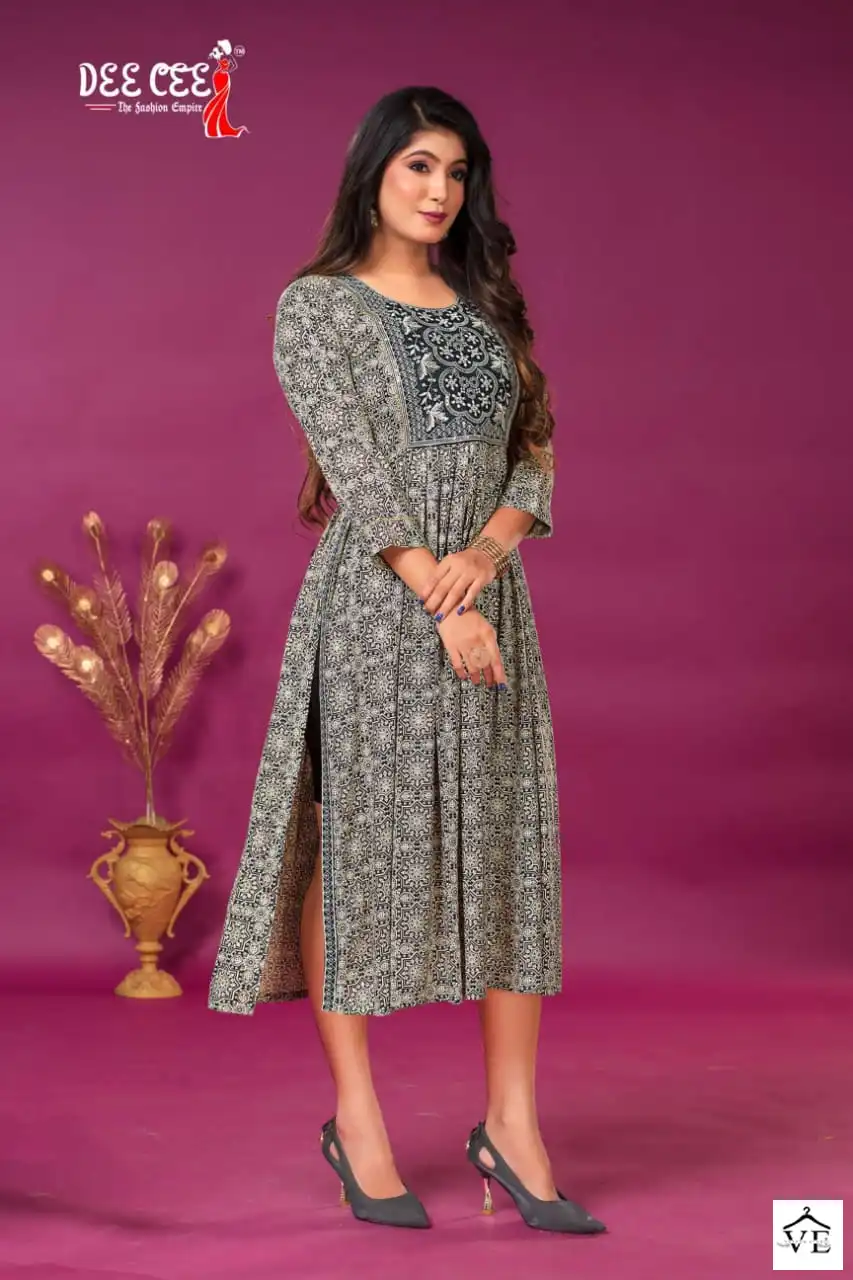 Deecee Samata Heavy Rayon Wholesale Long Kurtis Catalog — Wholesale Kurtis, MPA wholesale from Surat - Gallery Image 2