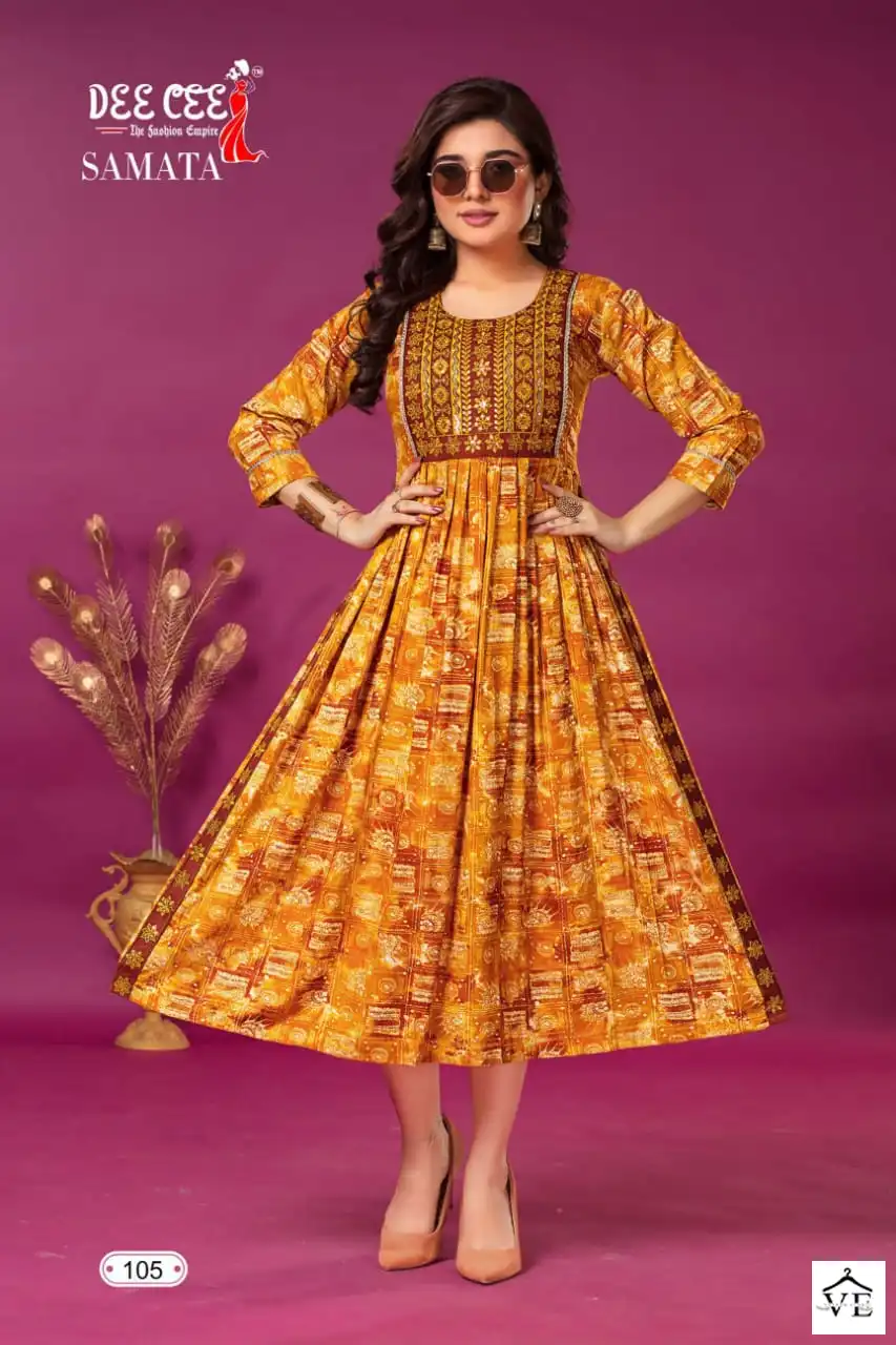 Deecee Samata Heavy Rayon Wholesale Long Kurtis Catalog — Wholesale Kurtis, MPA wholesale from Surat - Gallery Image 5