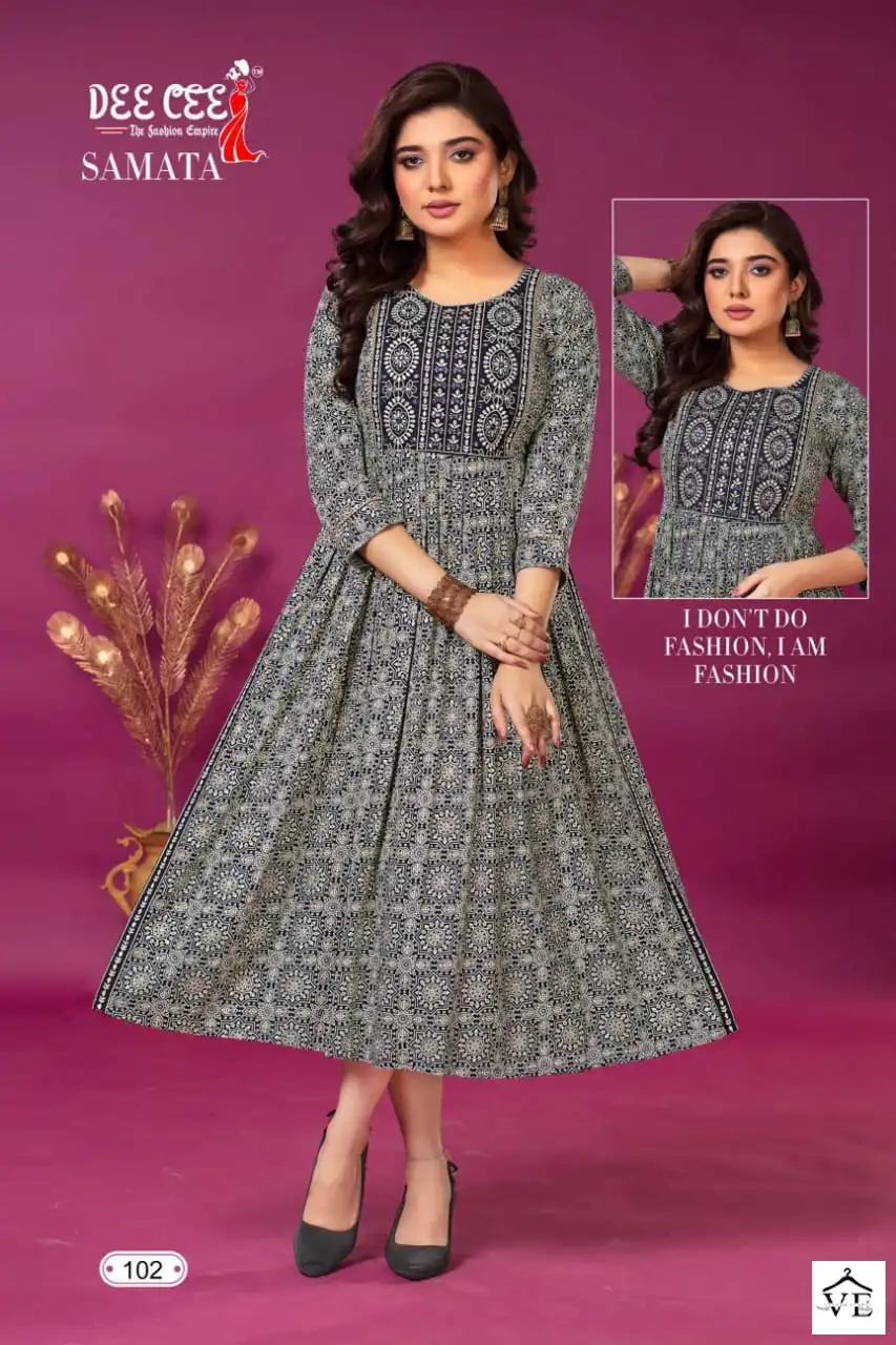Deecee Samata Heavy Rayon Wholesale Long Kurtis Catalog — Wholesale Kurtis, MPA wholesale from Surat - Gallery Image 6