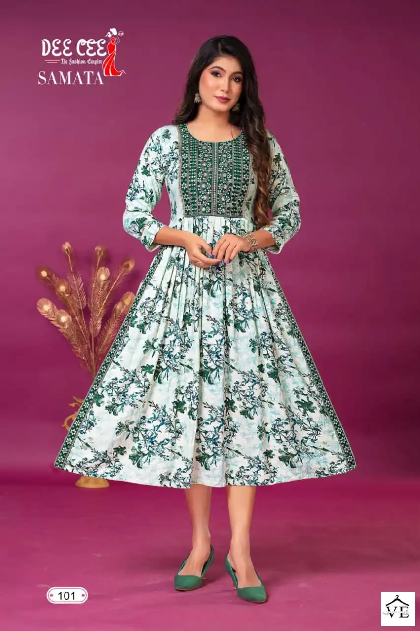 Deecee Samata Heavy Rayon Wholesale Long Kurtis Catalog — Wholesale Kurtis, MPA wholesale from Surat - Gallery Image 7