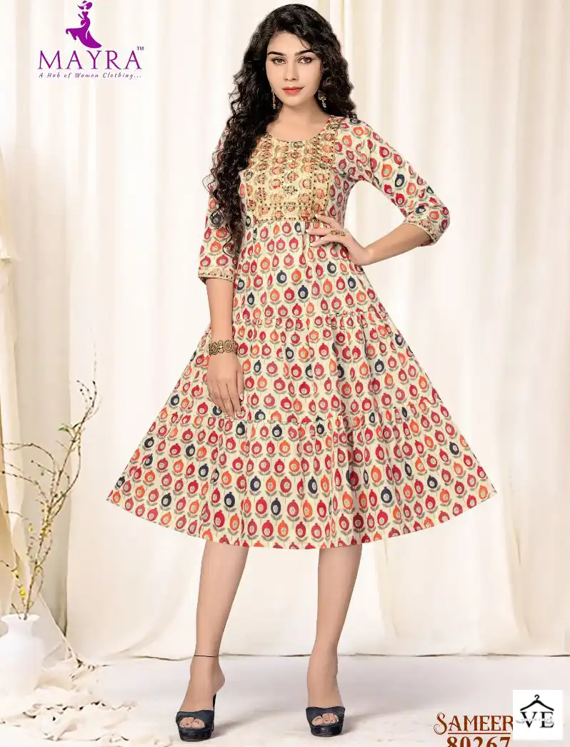 Mayra Sameera Pure Capsuil Print Wholesale Fancy Kurtis Catalog — Wholesale Kurtis, MPA wholesale from Surat — view 1