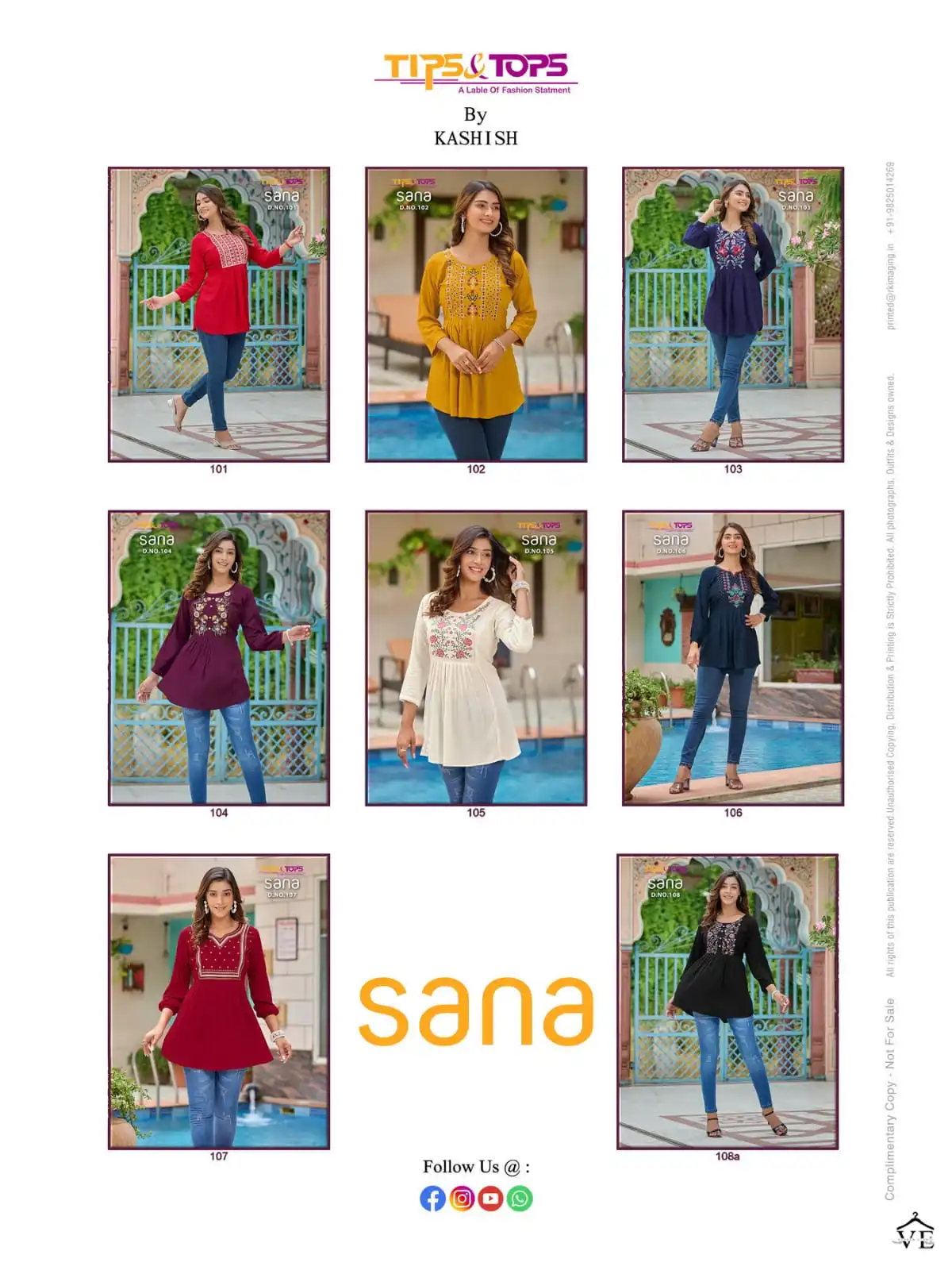 Tips And Tops Sana Rayon Wholesale Ancy Causal Wear Tops Catalog — Wholesale Kurtis, MPA wholesale from Surat — view 9