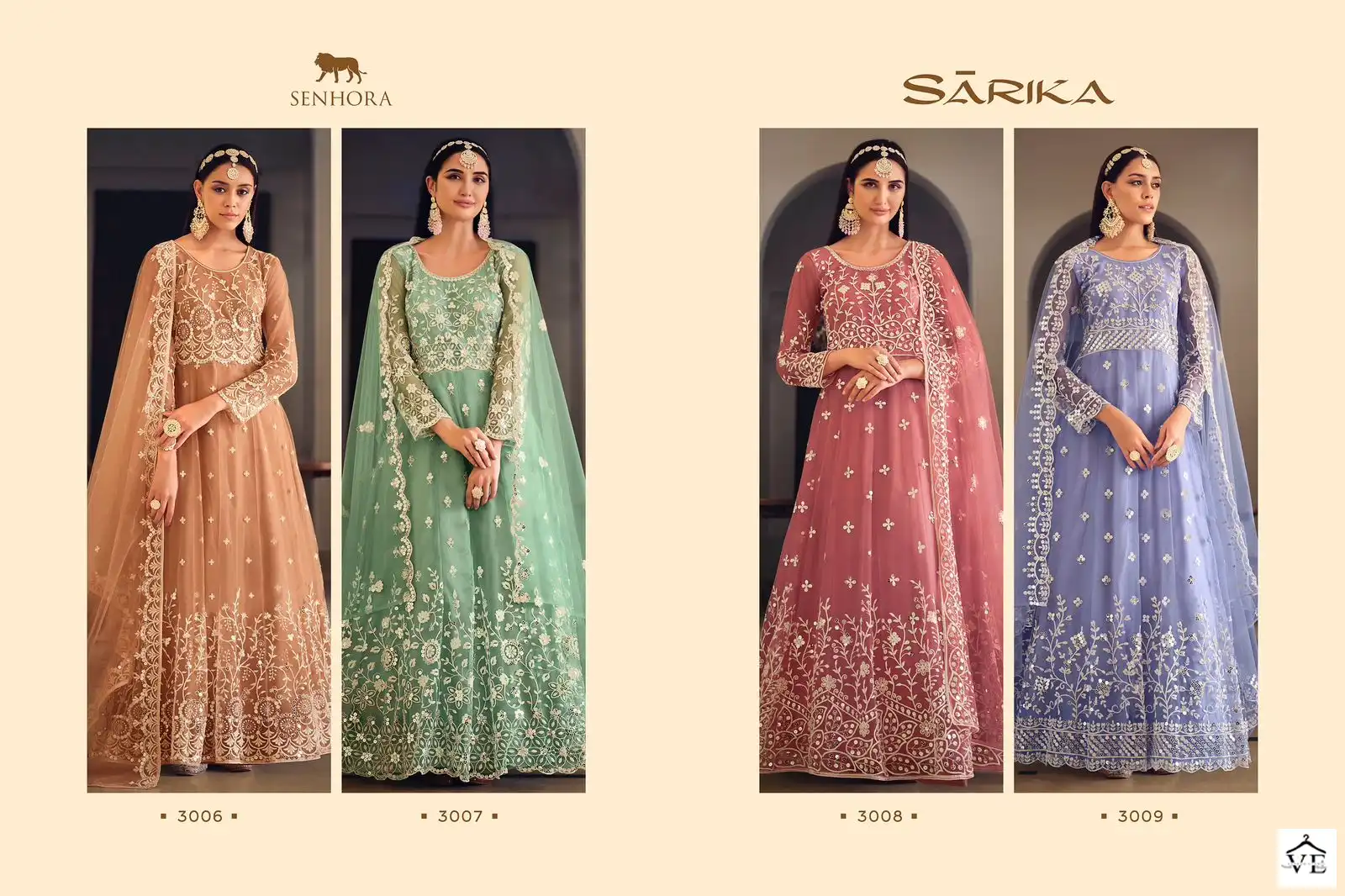 Senhora Sarika Butterfly Net Wholesale Designer Anarkali Suits Catalog — Wholesale Salwar Suits, MPA wholesale from Surat — view 5