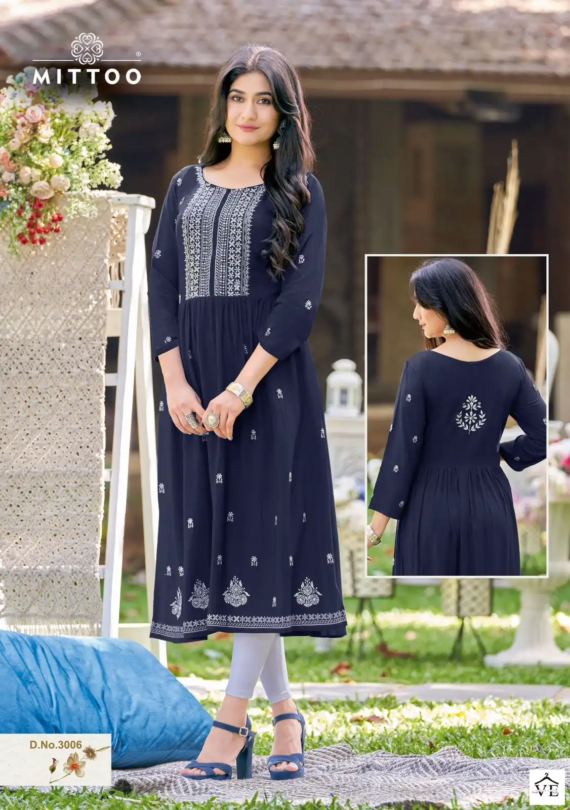 Mittoo Satrangi Heavy Rayon Wholesale Long Kurti Catalog — Wholesale Kurtis, Mittoo wholesale from Surat — view 5