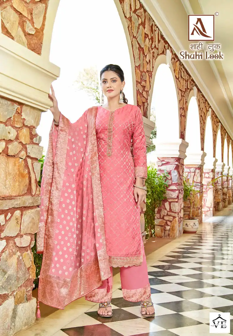 Alok Suits Shahi Look Jacquard Wholesale Designer Salwar Suit Catalog — Wholesale Salwar Suits, MPA wholesale from Surat - Gallery Image 2