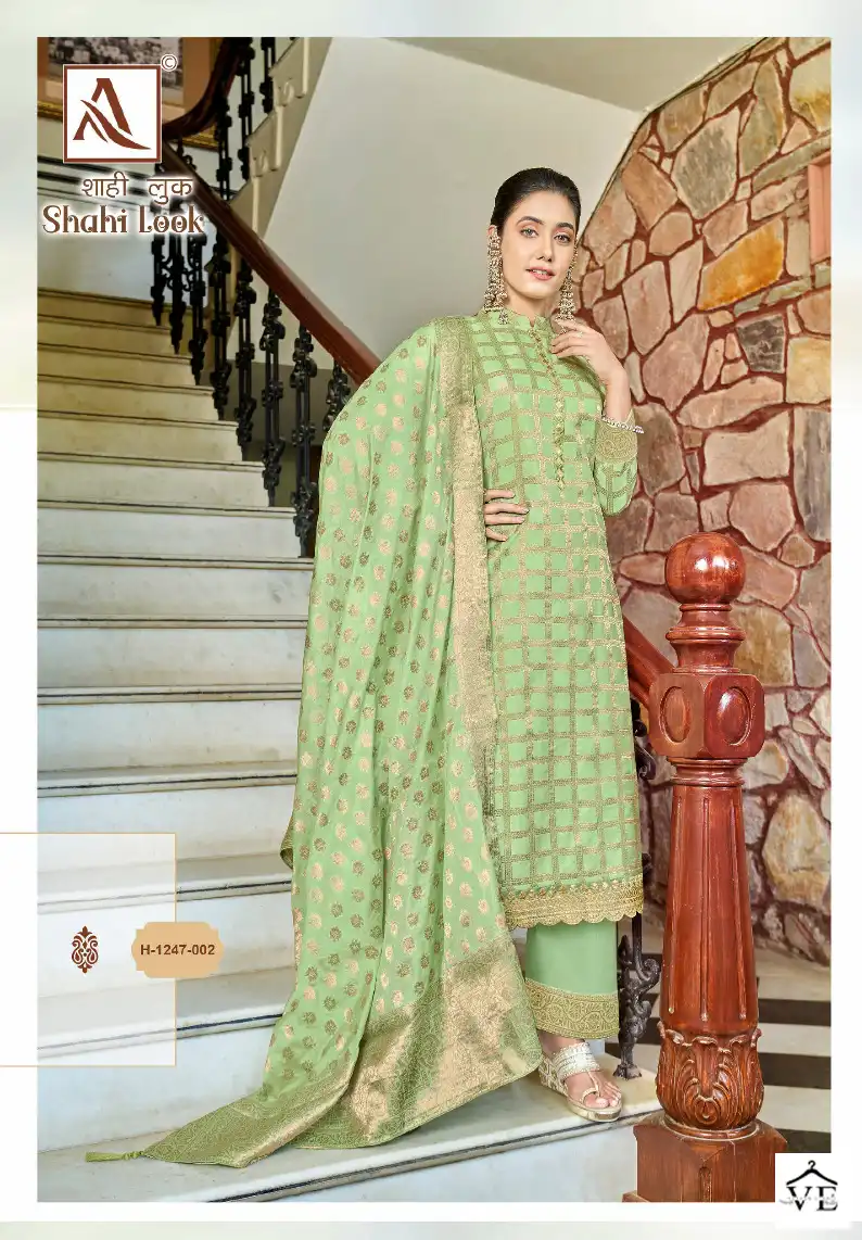 Alok Suits Shahi Look Jacquard Wholesale Designer Salwar Suit Catalog — Wholesale Salwar Suits, MPA wholesale from Surat - Gallery Image 6