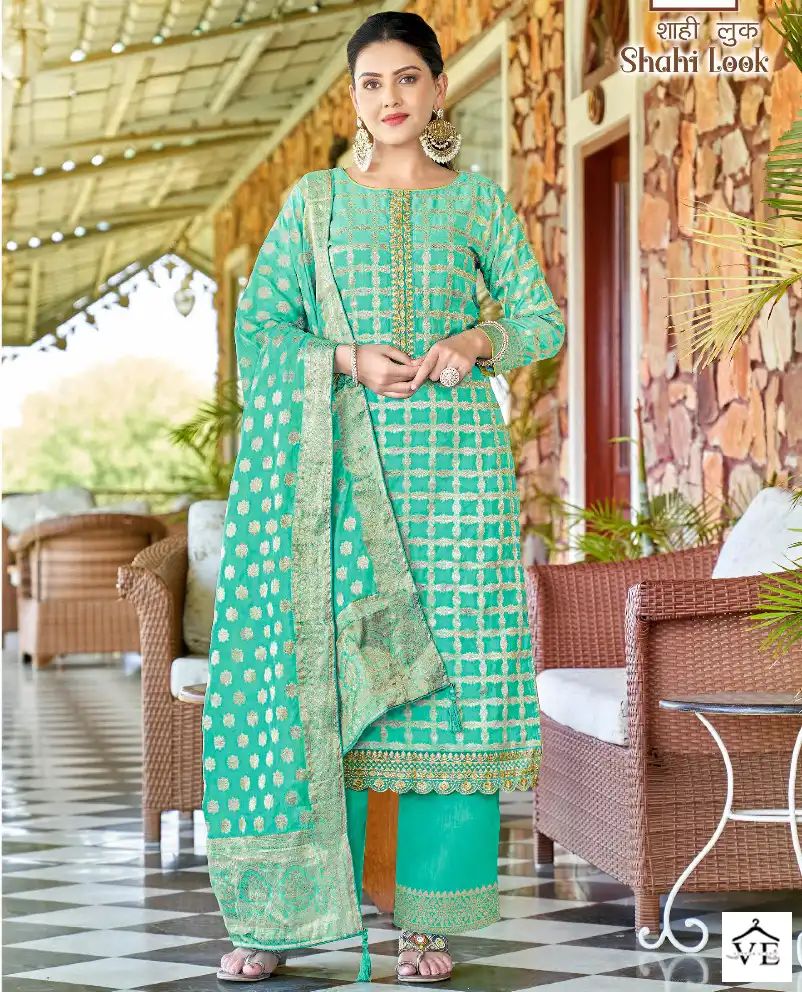 Alok Suits Shahi Look Jacquard Wholesale Designer Salwar Suit Catalog — Wholesale Salwar Suits, MPA wholesale from Surat — view 1