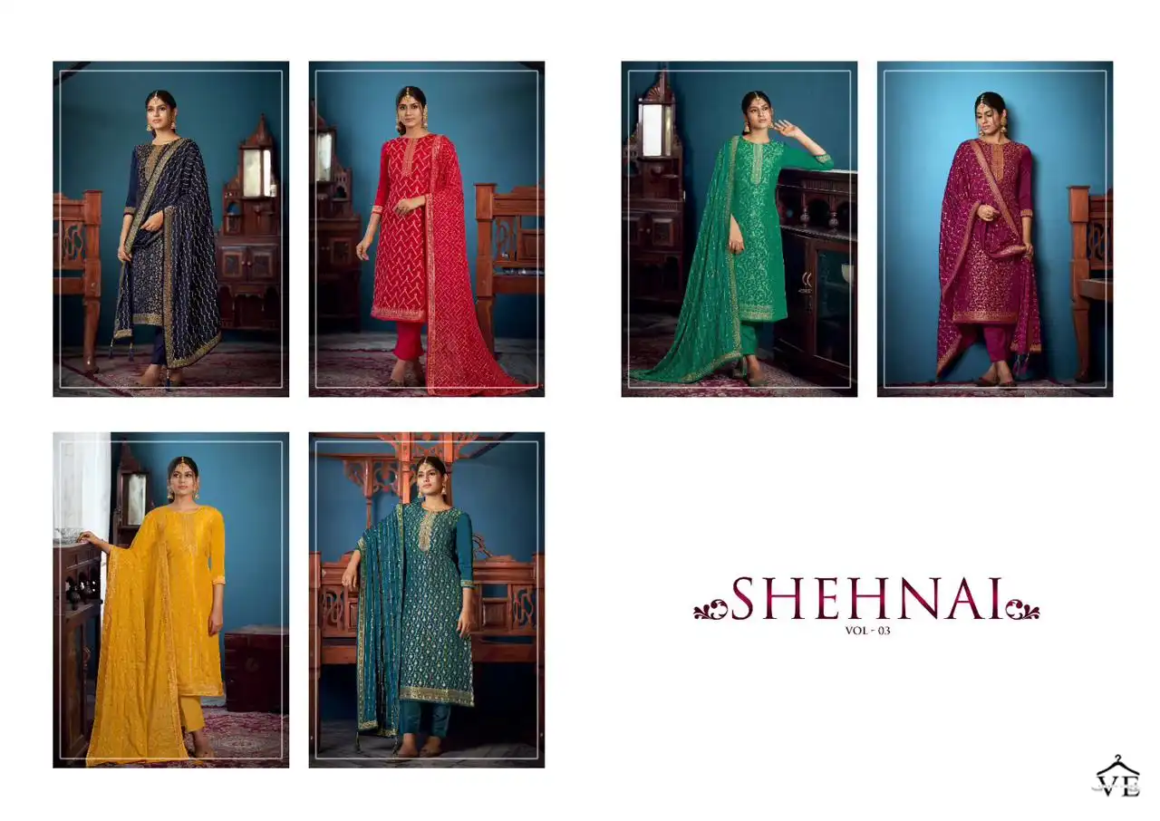 Sargam Shehnai Vol 3 Pure Viscose Dola Jaquard Wholesale Designer Salwar Suit Catalog — Wholesale Salwar Suits, MPA wholesale from Surat — view 9