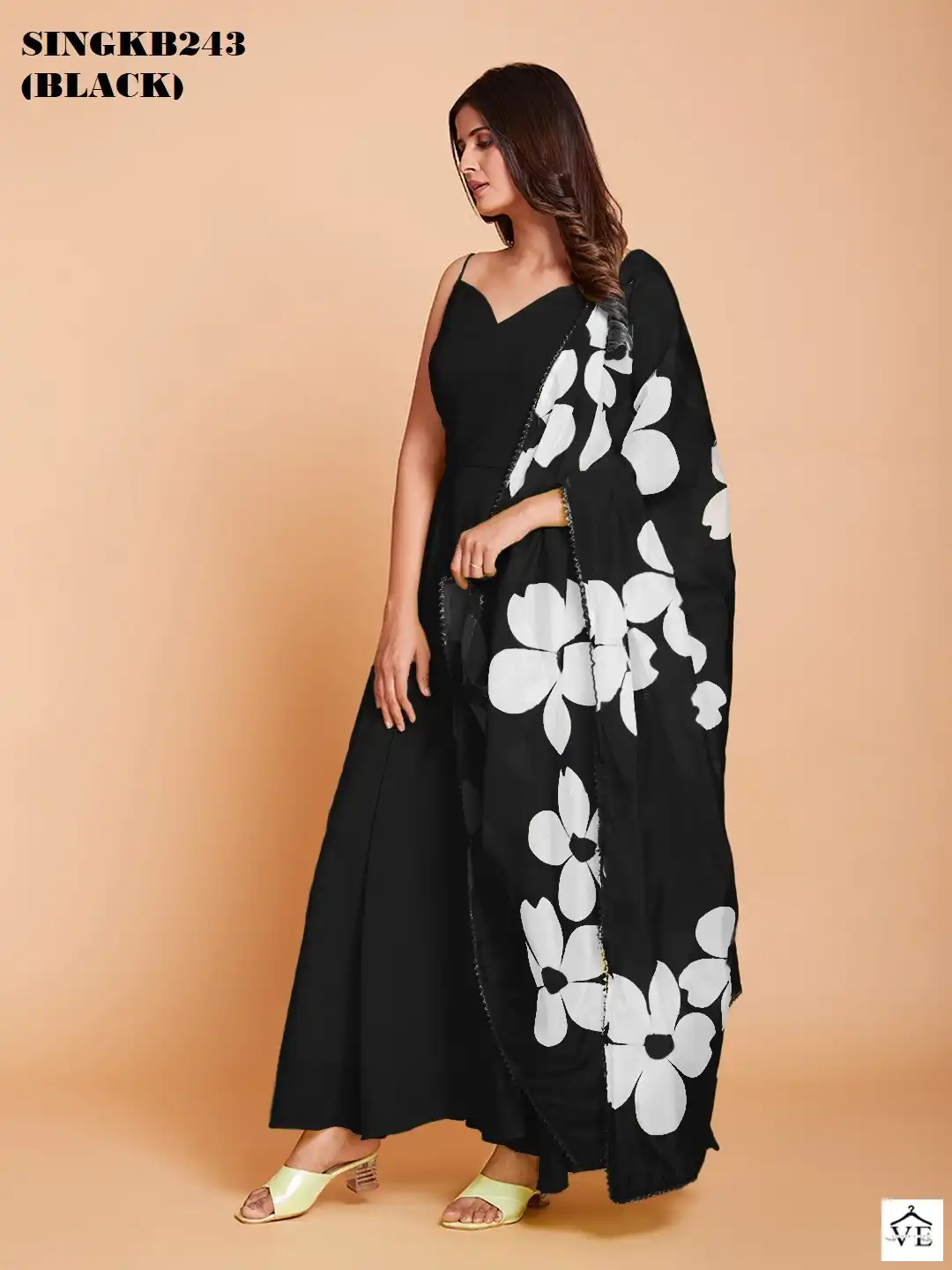 Arya SINGKB243 Black Faux Georgette Wholesale Gown With Dupatta — Wholesale Kurtis, MPA wholesale from Surat — view 3
