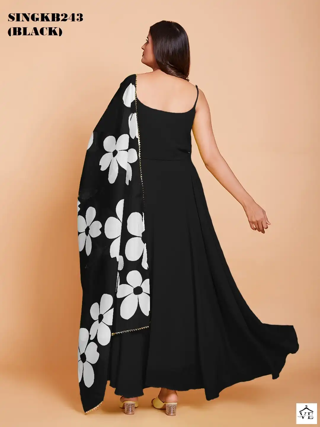 Arya SINGKB243 Black Faux Georgette Wholesale Gown With Dupatta — Wholesale Kurtis, MPA wholesale from Surat — view 2