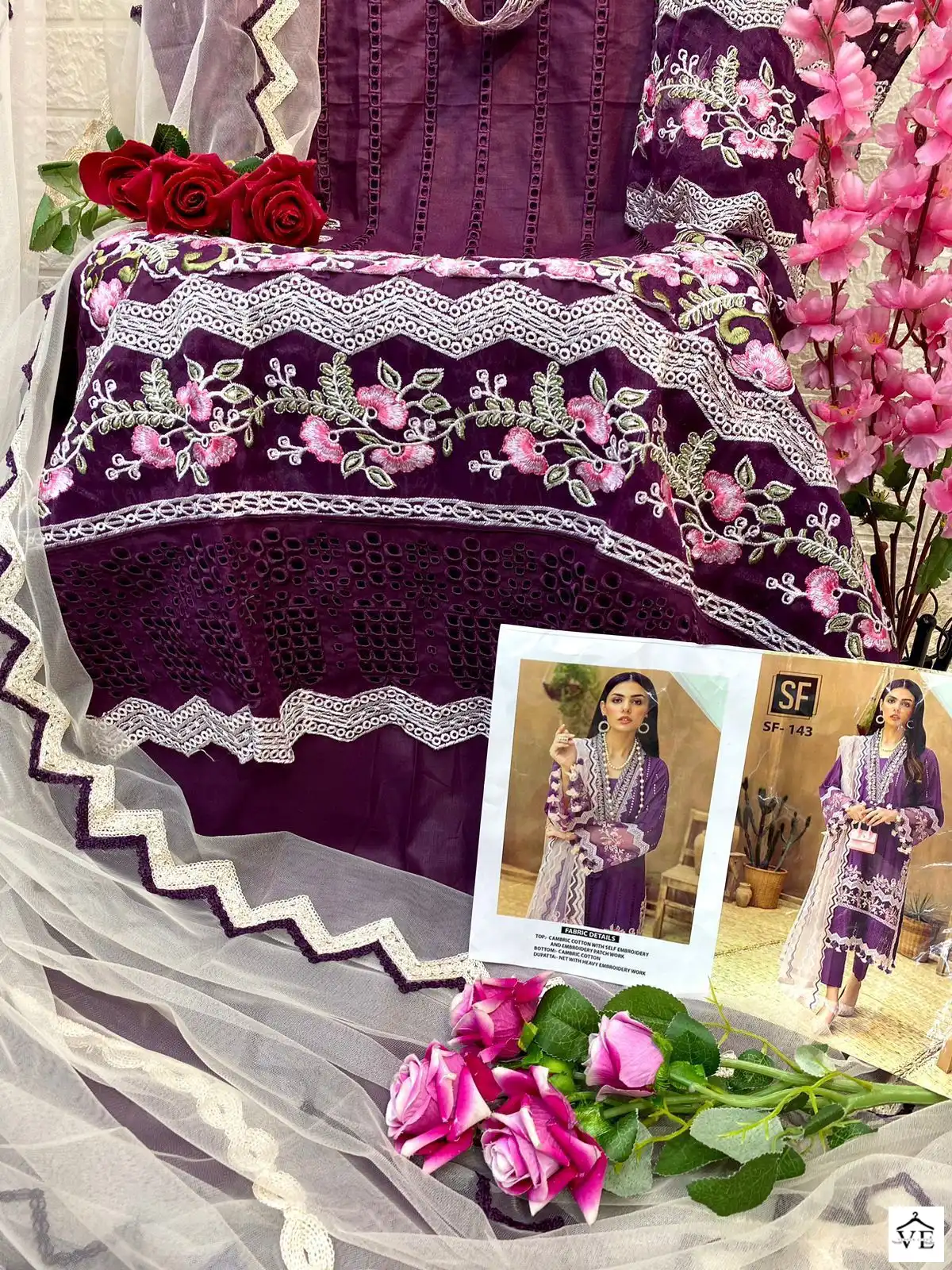 Vardan Ethnic SF-143 Cambric Cotton Wholesale Designer Pakistani Salwar Suit — Wholesale Salwar Suits, MPA wholesale from Surat - Gallery Image 4