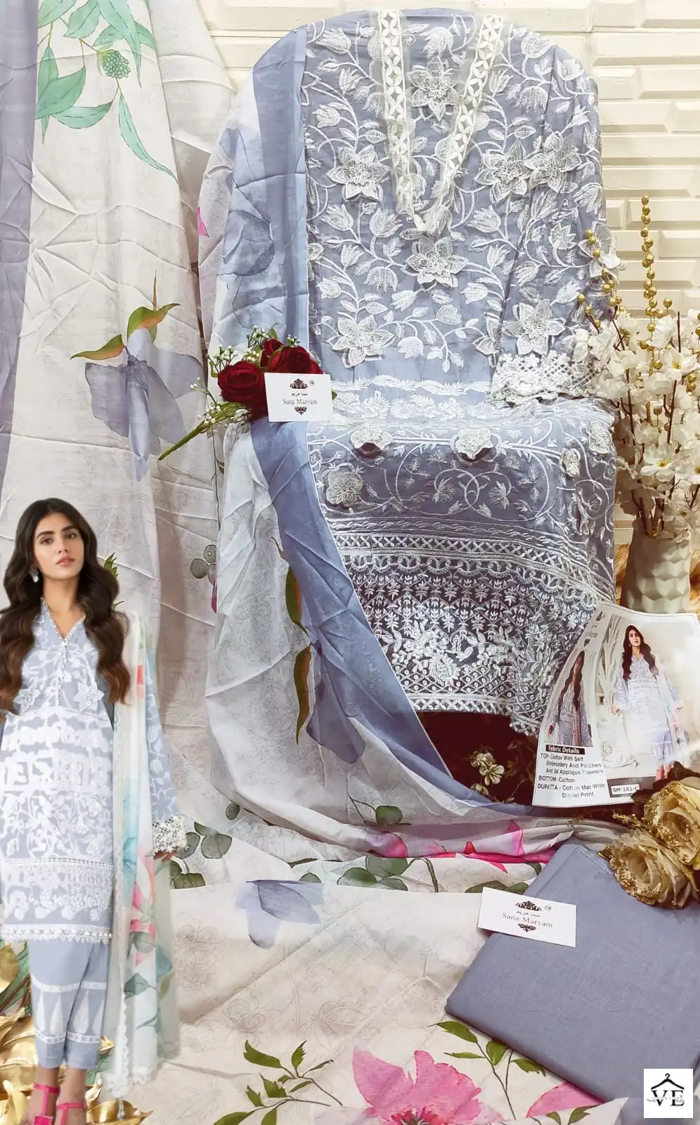Sana Maryam SM-161 Cotton Wholesale Pakistani Suit Catalog — Wholesale Salwar Suits, MPA wholesale from Surat — view 11