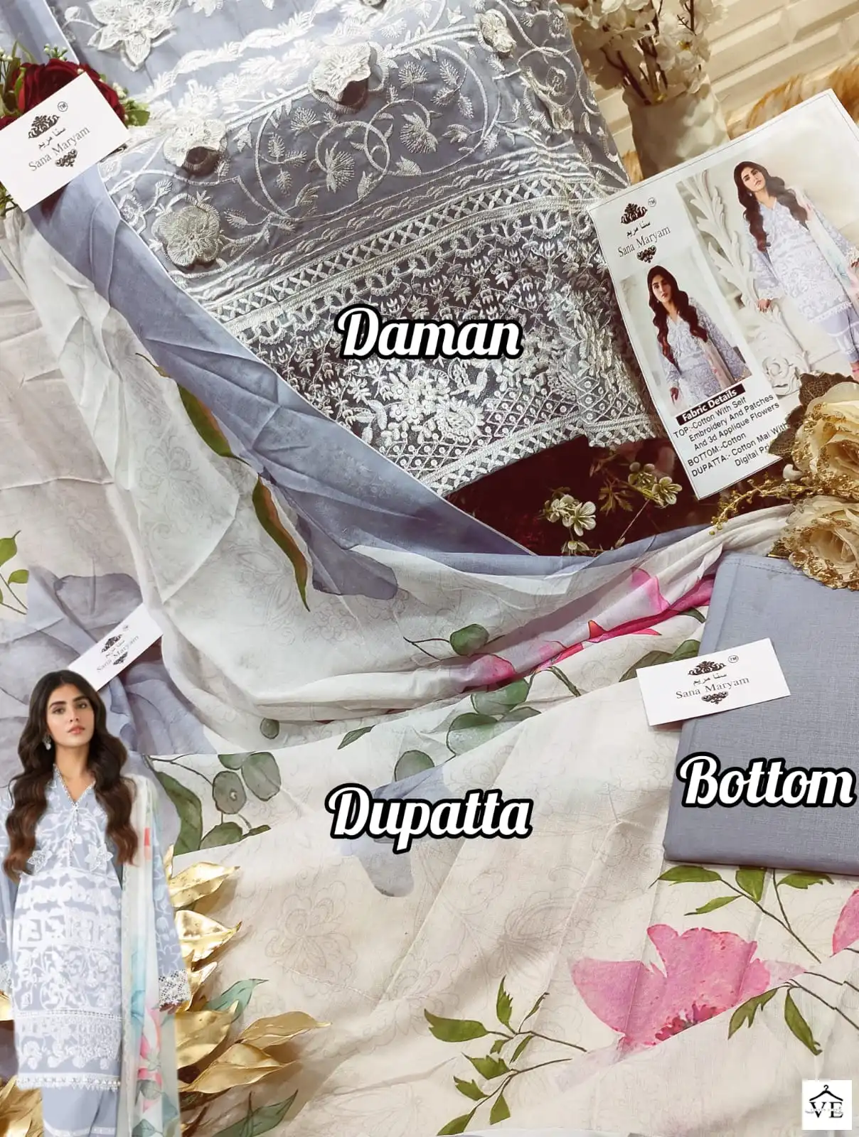 Sana Maryam SM-161 Cotton Wholesale Pakistani Suit Catalog — Wholesale Salwar Suits, MPA wholesale from Surat — view 12