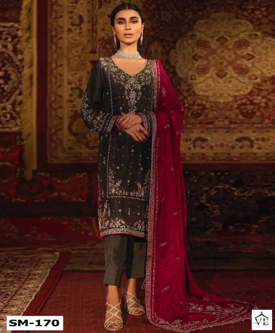 Sana Maryam SM-170 Velvet 9000 Wholesale Designer Winter Wear Pakistani Salwar Suit — Wholesale Salwar Suits, MPA wholesale from Surat — view 1