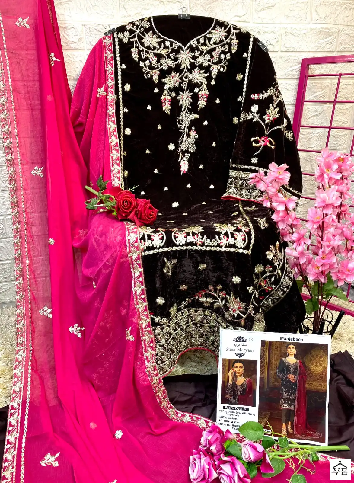 Sana Maryam SM-170 Velvet 9000 Wholesale Designer Winter Wear Pakistani Salwar Suit — Wholesale Salwar Suits, MPA wholesale from Surat - Gallery Image 2