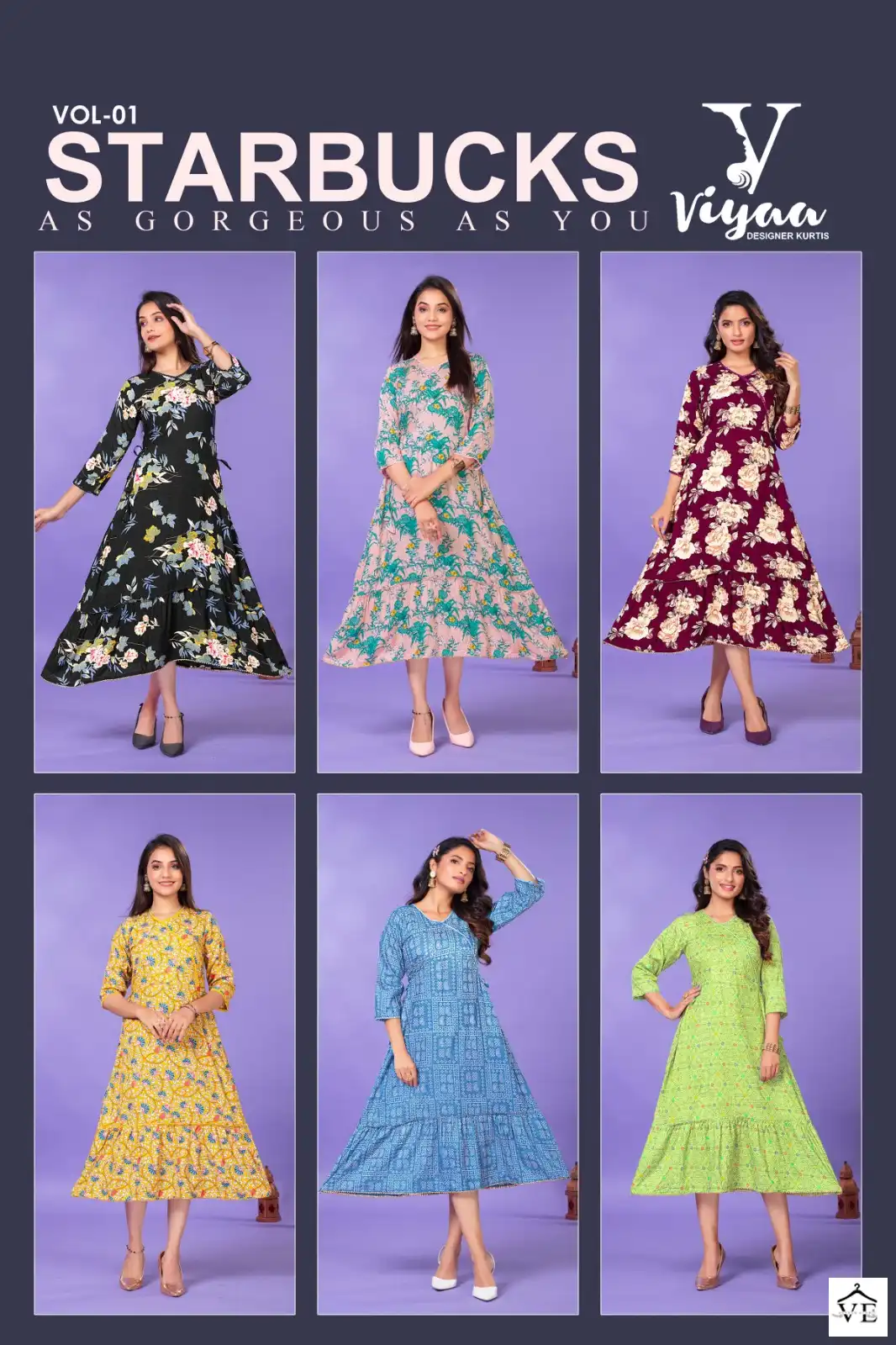 Viyaa Starbuck V1 Pure Rayon Wholesale Fancy Long Kurtis Catalog — Wholesale Kurtis, MPA wholesale from Surat — view 7