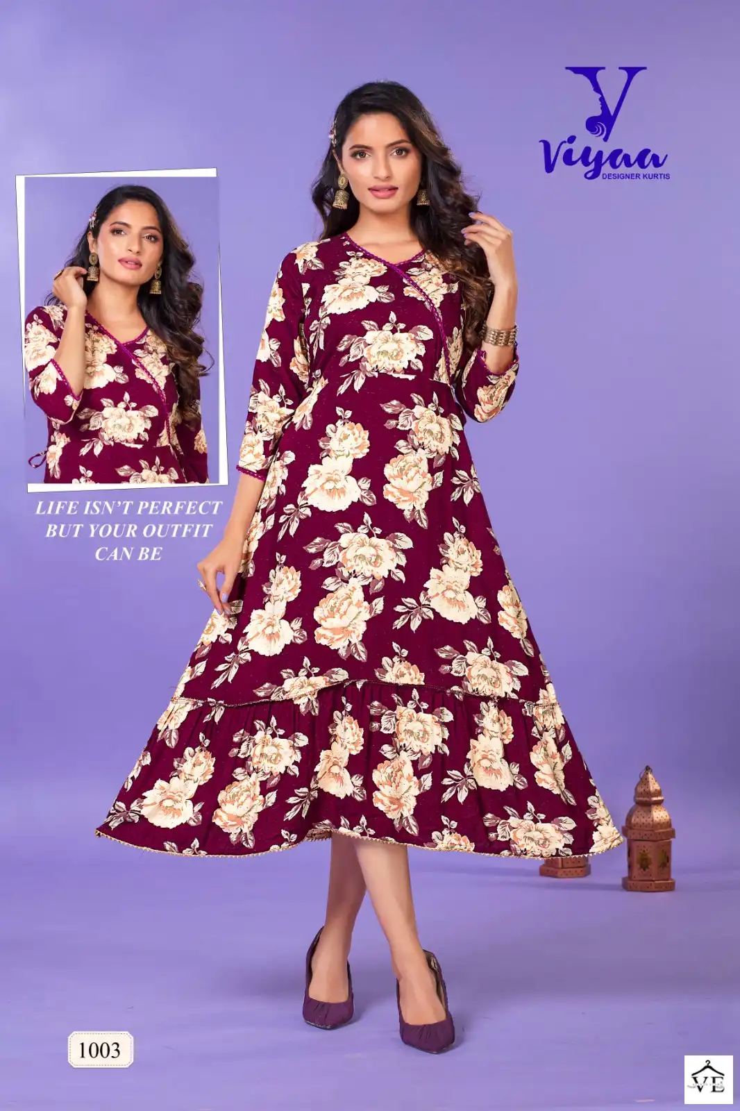 Viyaa Starbuck V1 Pure Rayon Wholesale Fancy Long Kurtis Catalog — Wholesale Kurtis, MPA wholesale from Surat - Gallery Image 3
