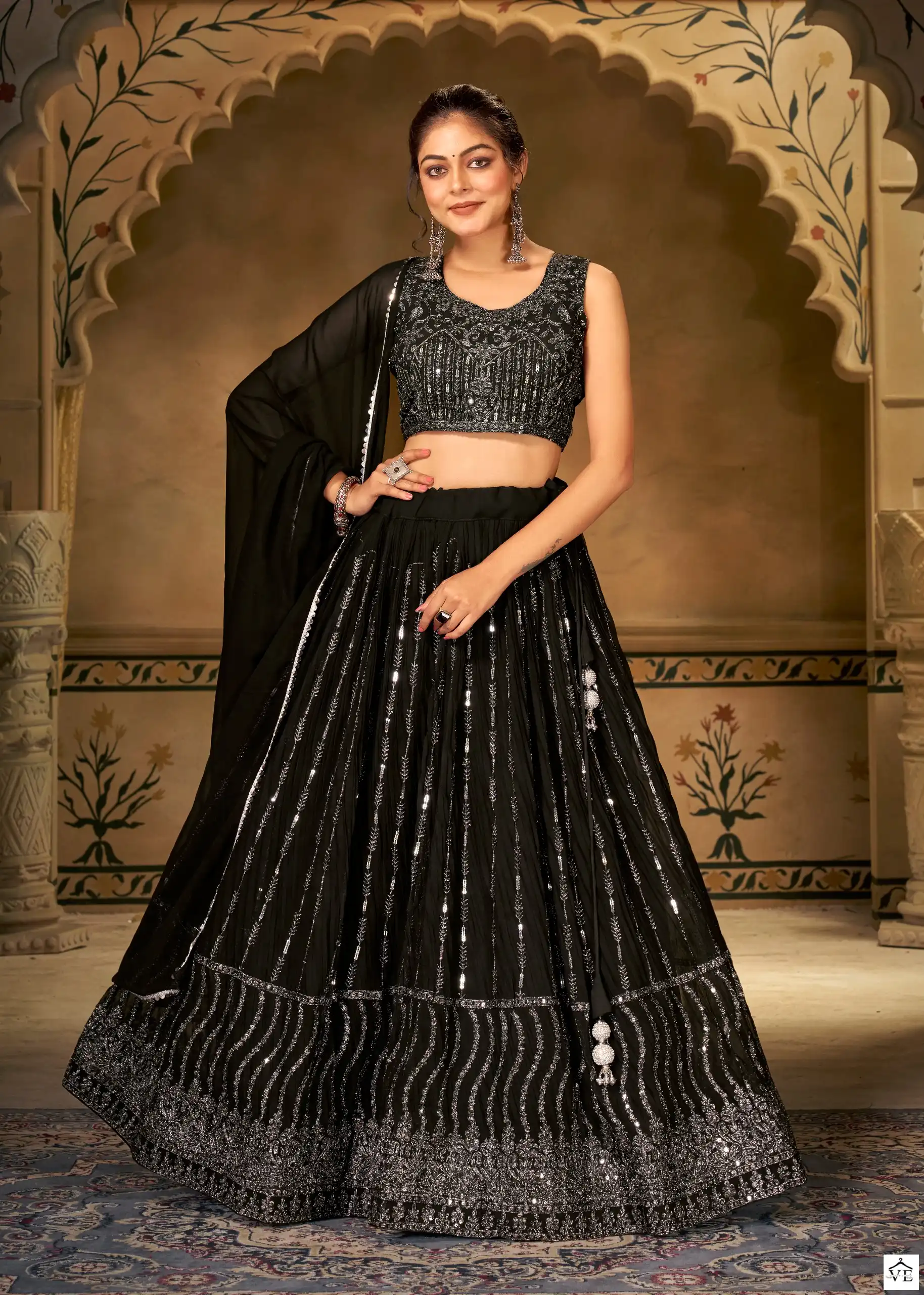 Mf Strisha Georgette Wholesale Designer Party Wear Lehenga Catalog — Wholesale Lehenga, MPA wholesale from Surat - Gallery Image 2