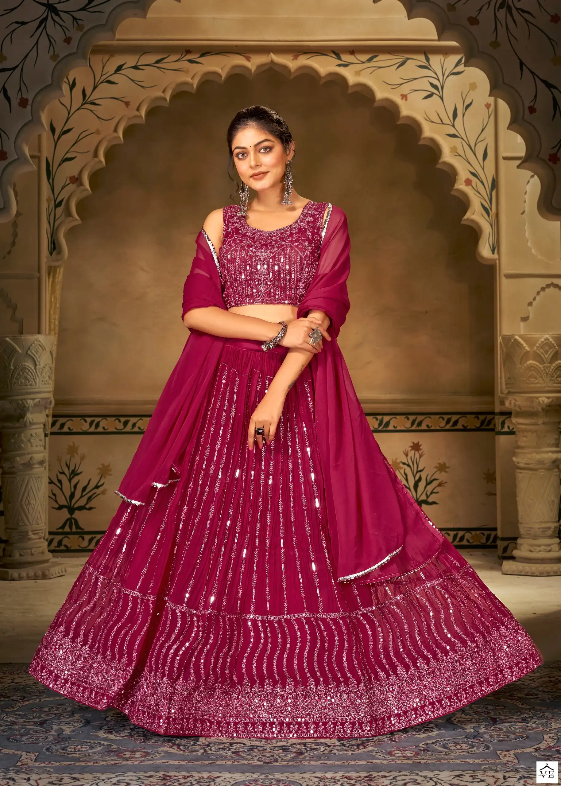 Mf Strisha Georgette Wholesale Designer Party Wear Lehenga Catalog — Wholesale Lehenga, MPA wholesale from Surat - Gallery Image 3