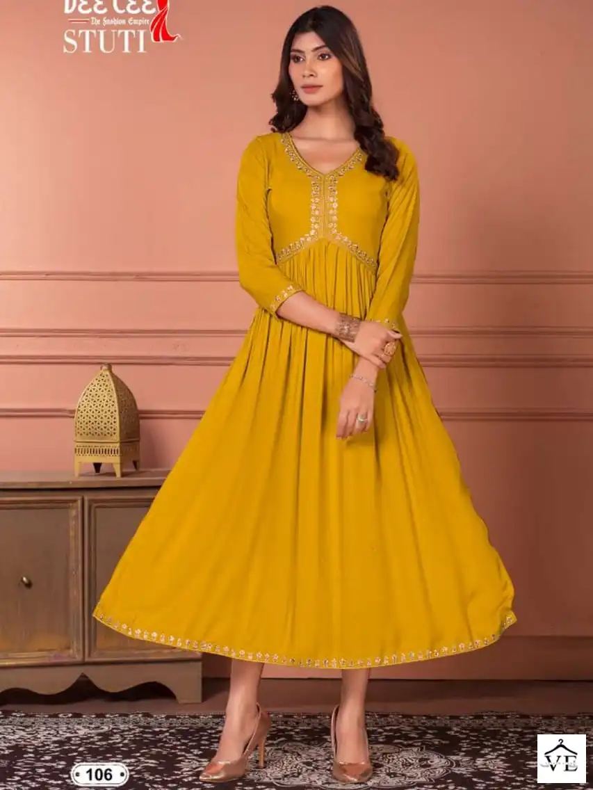 Deecee Stuti Heavy Plain Rayon Wholesale Long Kurtis Catalog — Wholesale Kurtis, MPA wholesale from Surat — view 1