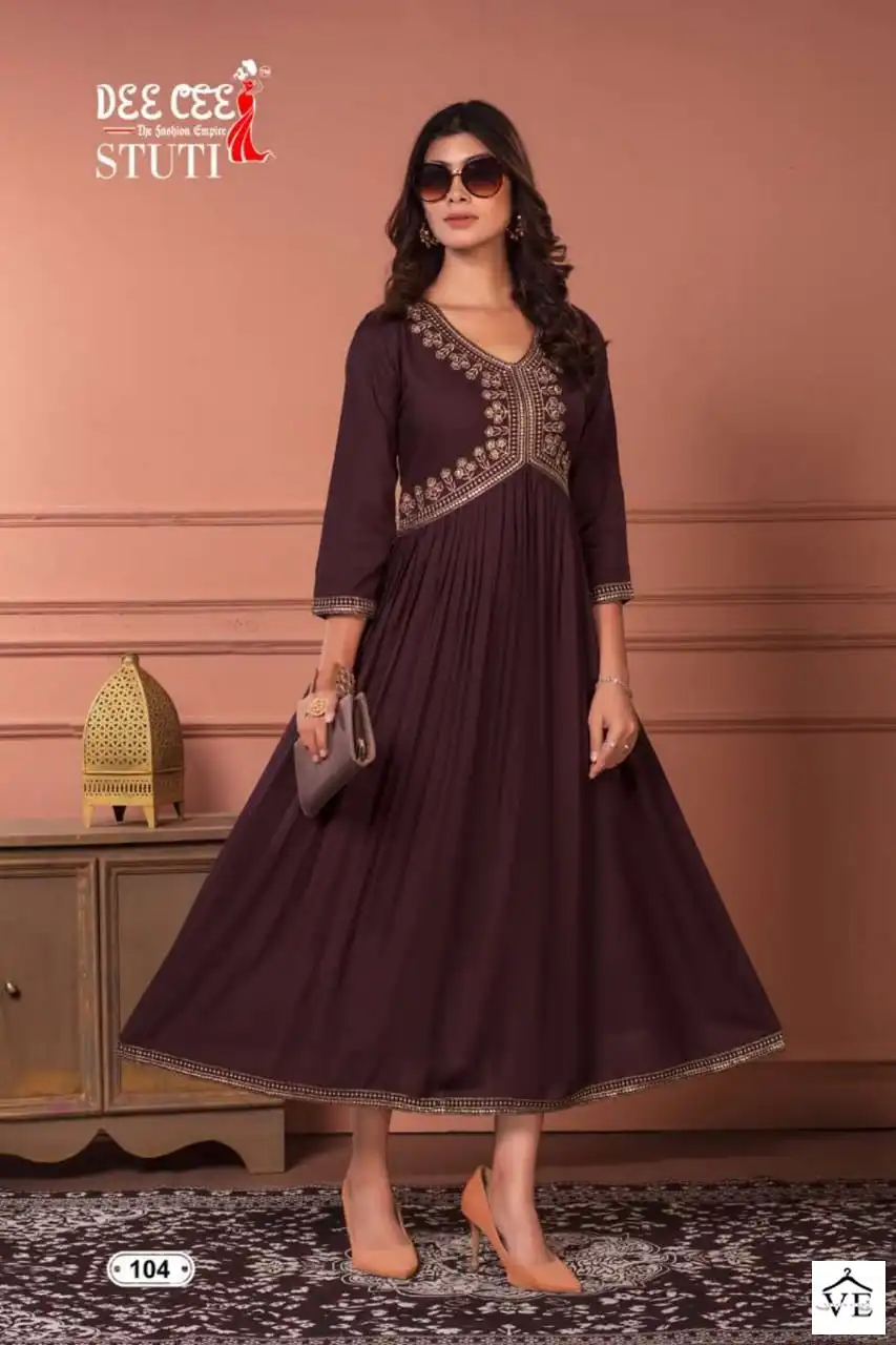 Deecee Stuti Heavy Plain Rayon Wholesale Long Kurtis Catalog — Wholesale Kurtis, MPA wholesale from Surat - Gallery Image 3