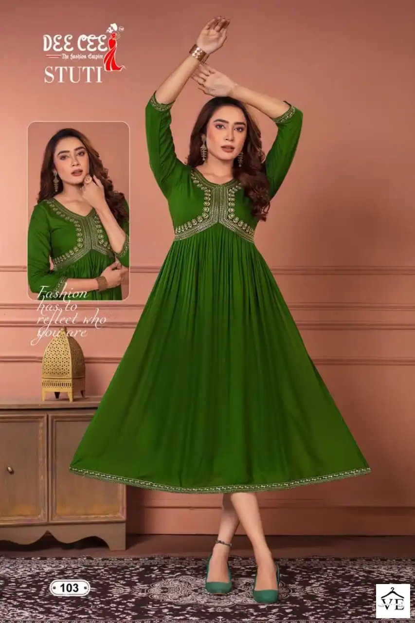 Deecee Stuti Heavy Plain Rayon Wholesale Long Kurtis Catalog — Wholesale Kurtis, MPA wholesale from Surat - Gallery Image 4