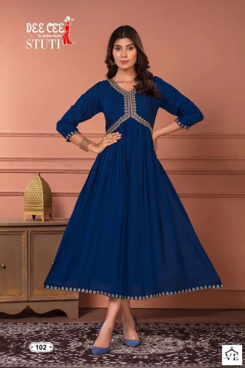 Deecee Stuti Heavy Plain Rayon Wholesale Long Kurtis Catalog — Wholesale Kurtis, MPA wholesale from Surat - Gallery Image 5