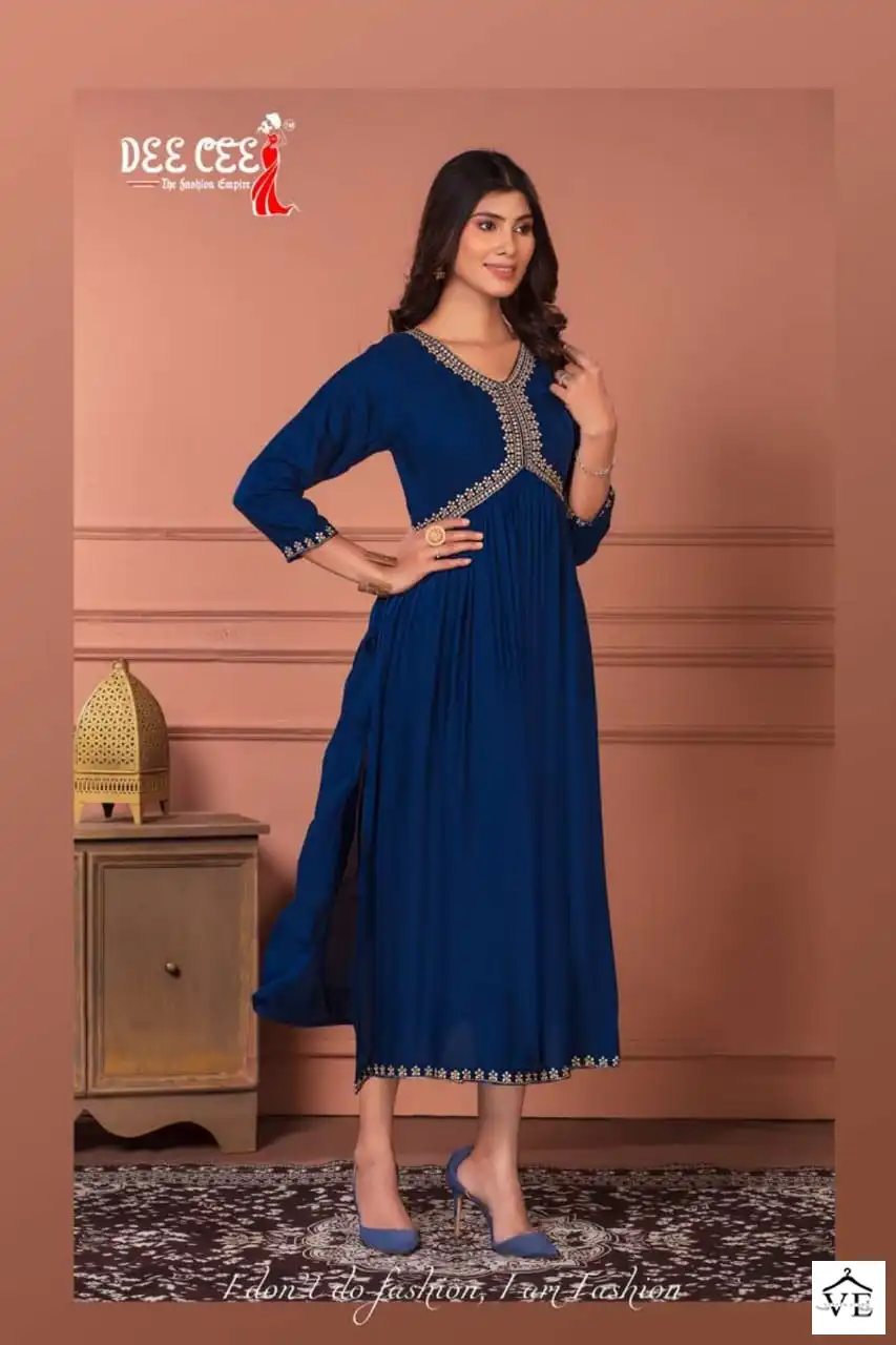 Deecee Stuti Heavy Plain Rayon Wholesale Long Kurtis Catalog — Wholesale Kurtis, MPA wholesale from Surat - Gallery Image 6
