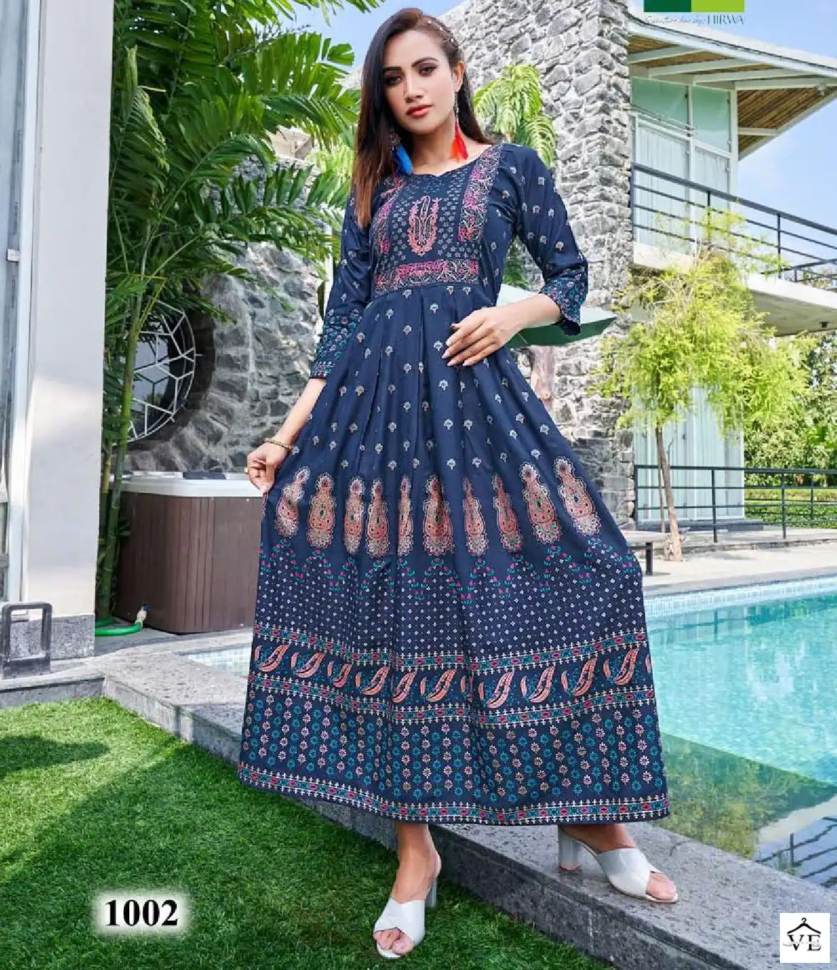 Hirwa Sunflower Vol 5 Heavy Rayon Wholesale Long Gown Catalog — Wholesale Kurtis, MPA wholesale from Surat — view 1