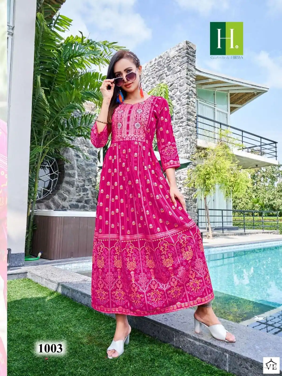 Hirwa Sunflower Vol 5 Heavy Rayon Wholesale Long Gown Catalog — Wholesale Kurtis, MPA wholesale from Surat - Gallery Image 2