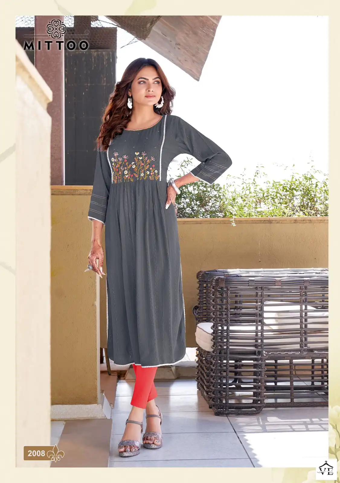 Mittoo Swagat Vol 2 Rayon Wrinkle Lure Wholesale Designer Kurtis Catalog — Wholesale Kurtis, Mittoo wholesale from Surat - Gallery Image 4